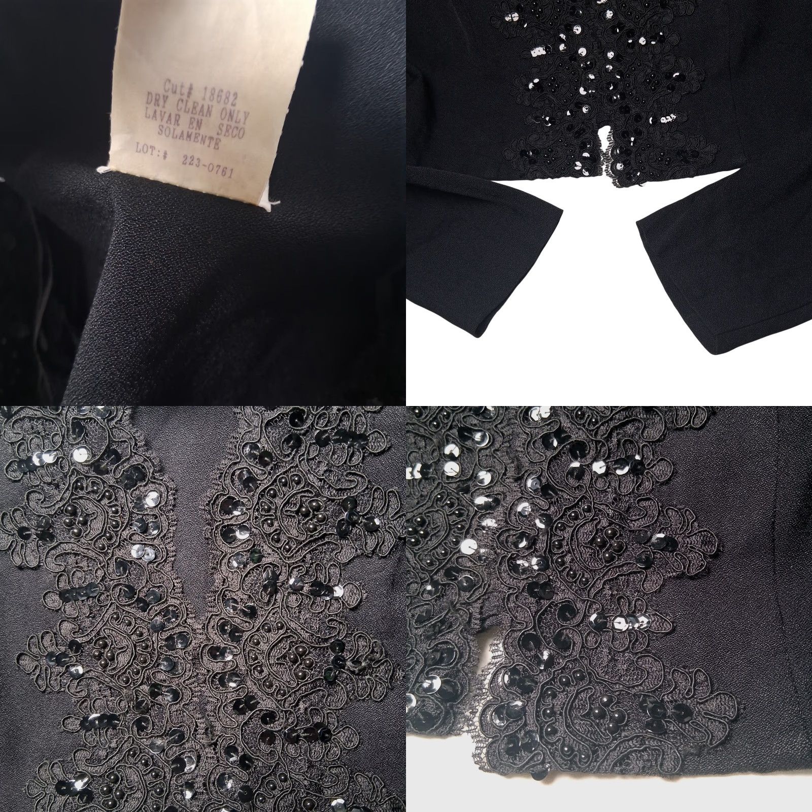 Vintage VINTAGE R & M Richards Bolero Shirt Cropped Black Lace Beads Sequins Open Front Long Sleeve Size 10 Womens Size L / US 10 / IT 46 - 8 Thumbnail