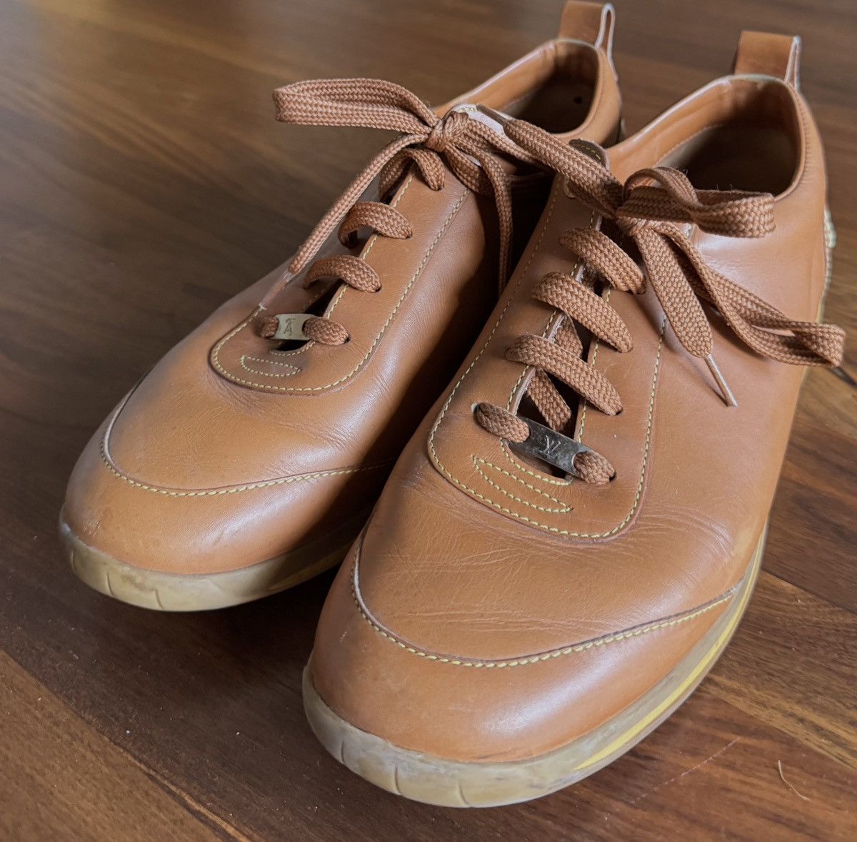 Louis Vuitton Louis Vuitton Cognac Leather Sneakers Size US 8.5 / IT 38.5 - 7 Thumbnail