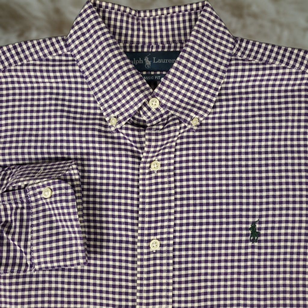 Ralph Lauren Ralph Lauren Button-Up Shirt Mens Medium Purple Check Long Sleeve Casual Modern Size US M / EU 48-50 / 2 - 1 Thumbnail