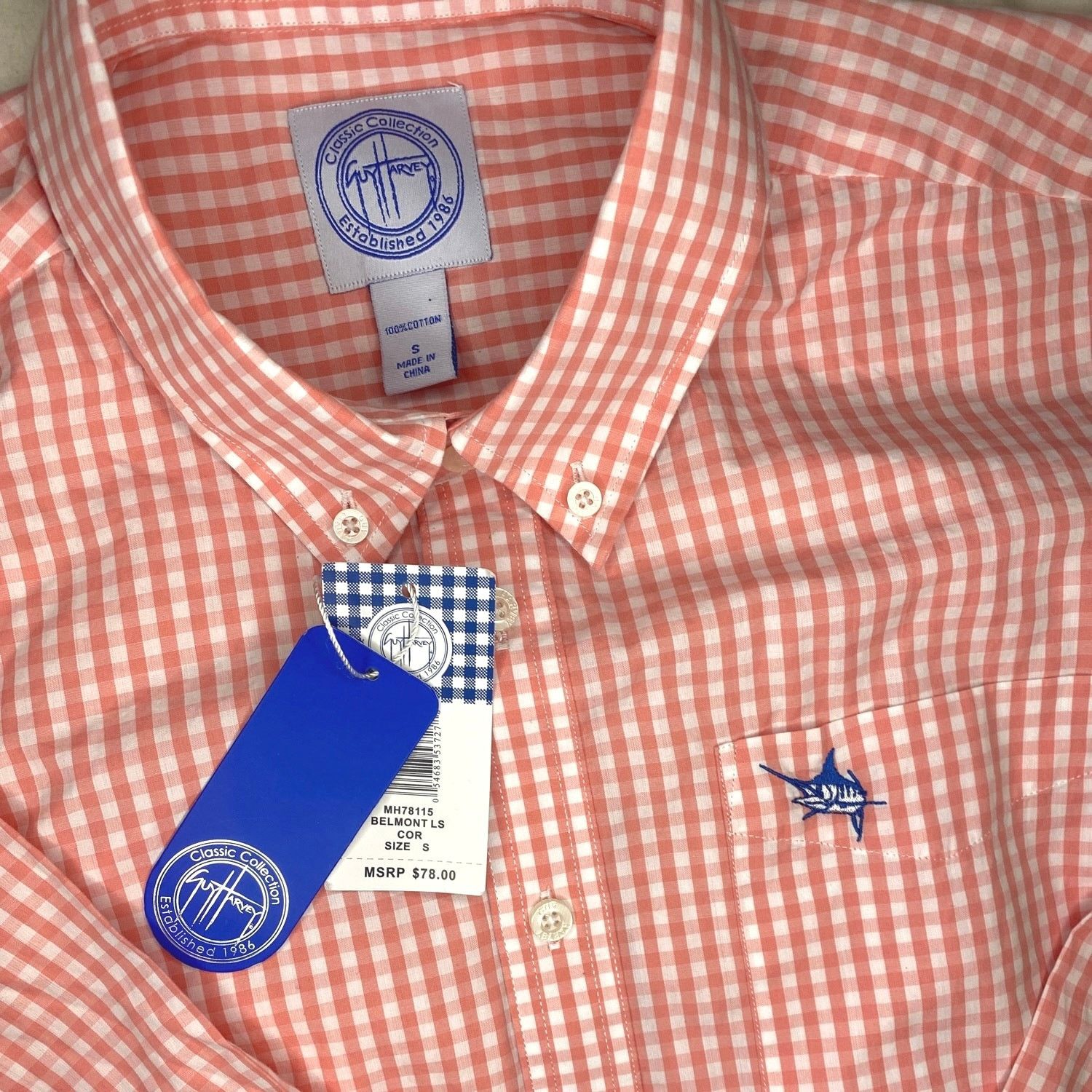 Guy Harvey Guy Harvey Classic Coral Plaid Long Sleeve Shirt men sz S Size US S / EU 44-46 / 1 - 3 Thumbnail