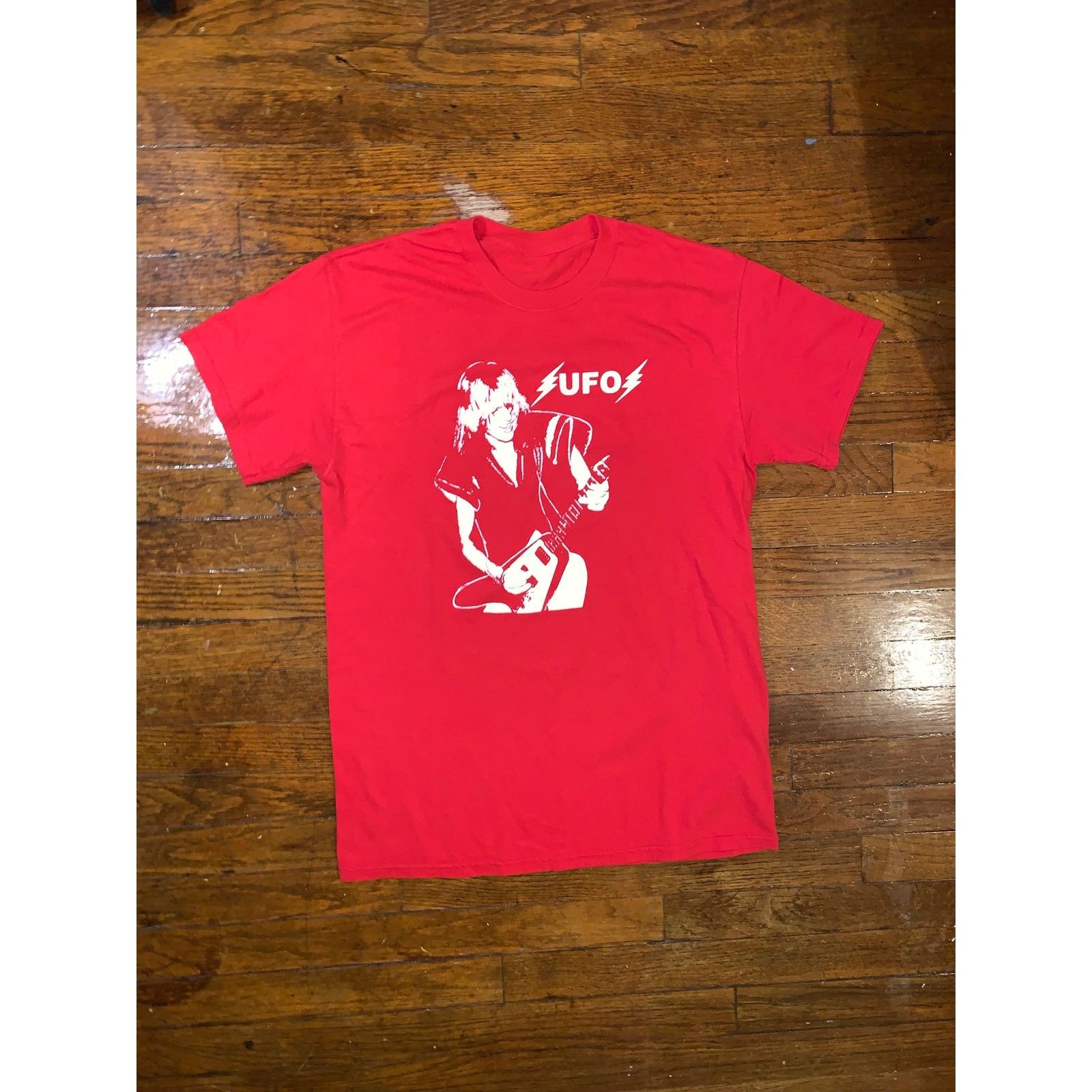 Band Tees UFO Band Graphic T Shirt Red S Hard Rock Michael Schenker Size US L / EU 52-54 / 3 - 2 Thumbnail