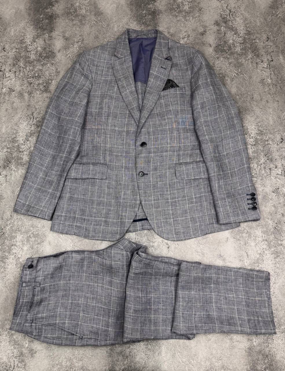 Hackett Hackett London Men Linen Suit Slim Fit Grey Size L Size 36R - 1 Thumbnail