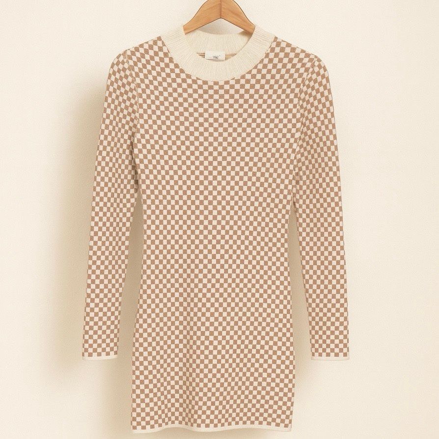 Abercrombie & Fitch Abercrombie & Fitch Beige & White Knit Sweater Dress Size S Size S / US 4 / IT 40 - 2 Thumbnail