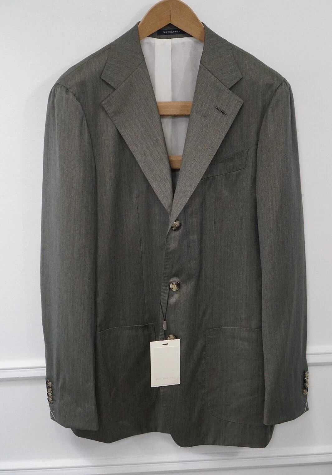 Suitsupply Men Suitsupply Blazer Havana Patch Green Wool Silk UK/US44L Size 44L - 1 Thumbnail