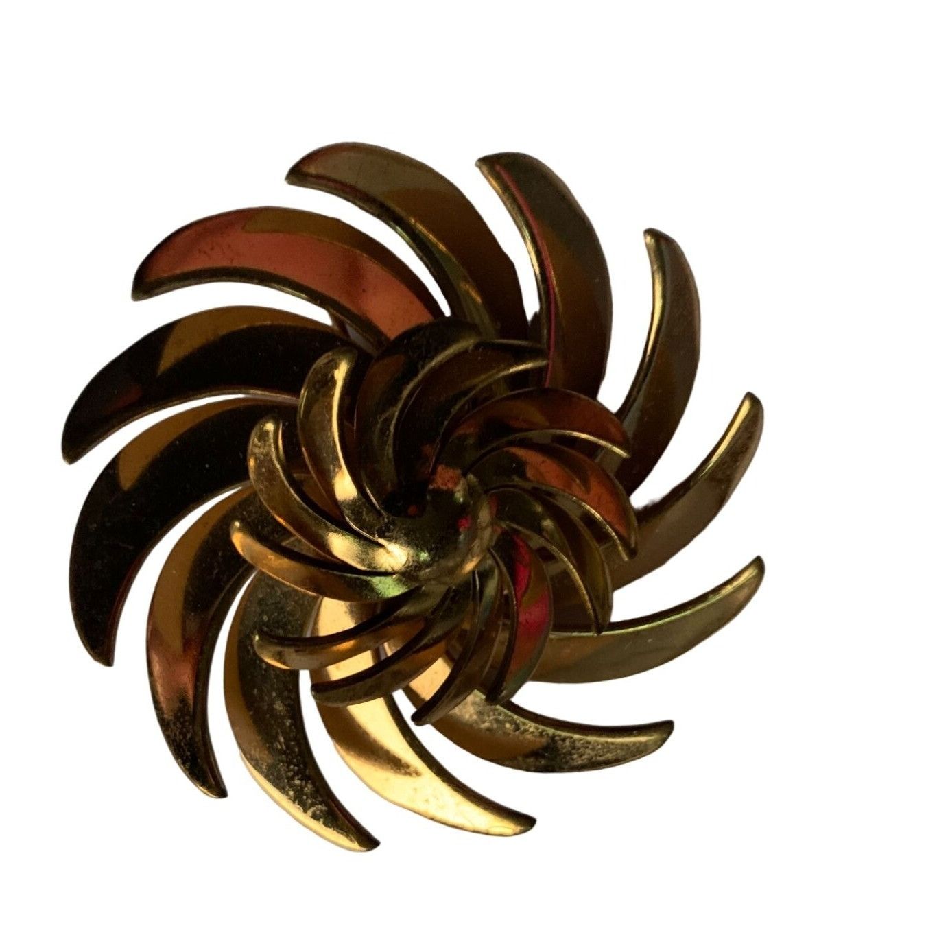 Other Vintage Handmade Gold Toned Pinwheel Swirl Brooch/Pin Size ONE SIZE - 1 Thumbnail