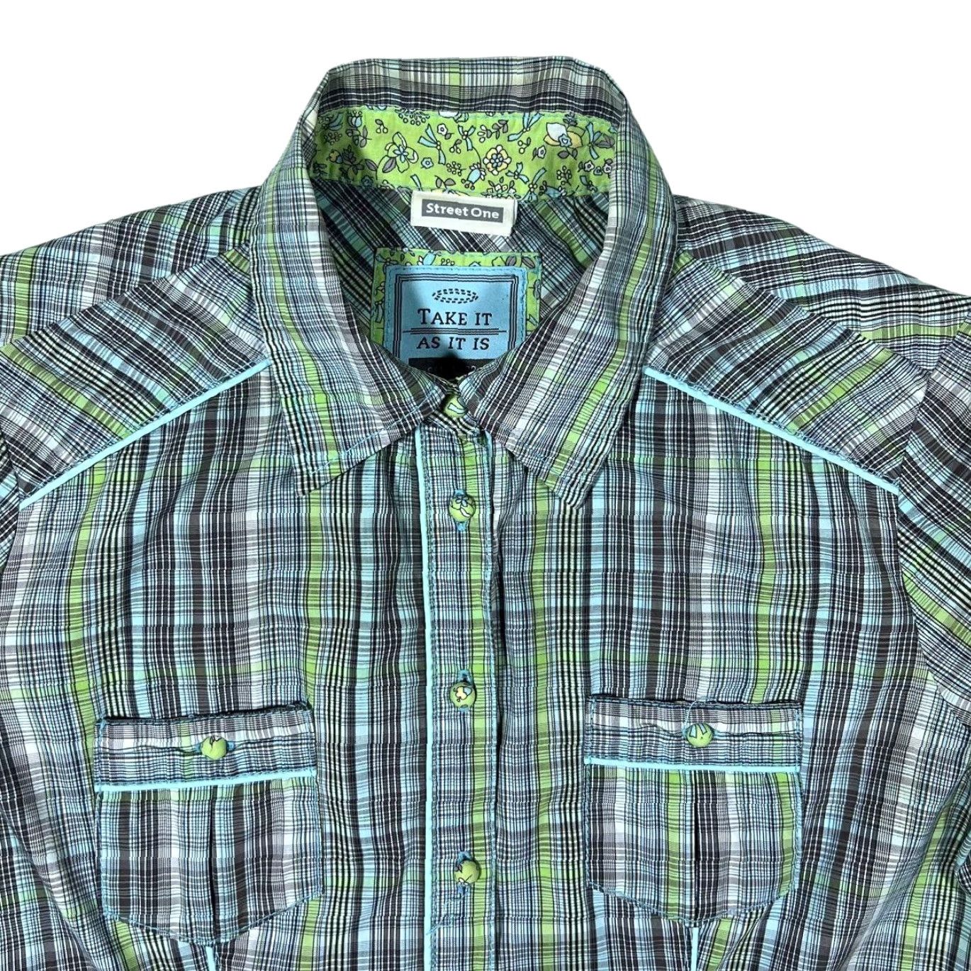 Vintage Take It As It Is Western Multi Check Cotton Long Sleeve Shirt Womens GB 14 M Multicoloured Check Shirt Womens) Size XL / US 12-14 / IT 48-50 - 2 Thumbnail