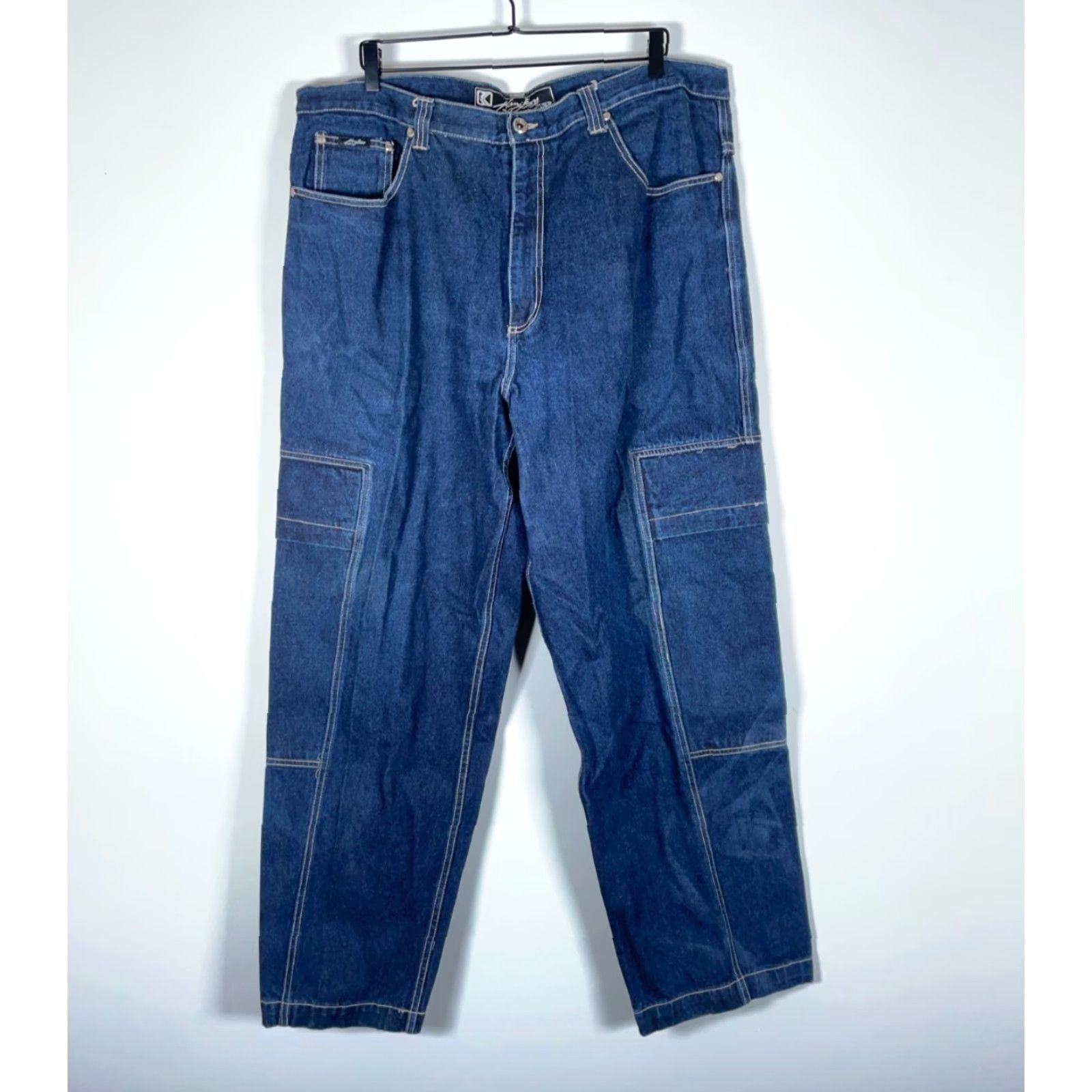 Denime VINTAGE Kani Jeans Baggy Fit Cargo Jeans Men's 42 x 34 Denim Blue 90s Hip Hop Retro Streetwear Jeans Mens Size US 42 / EU 58 - 2 Thumbnail