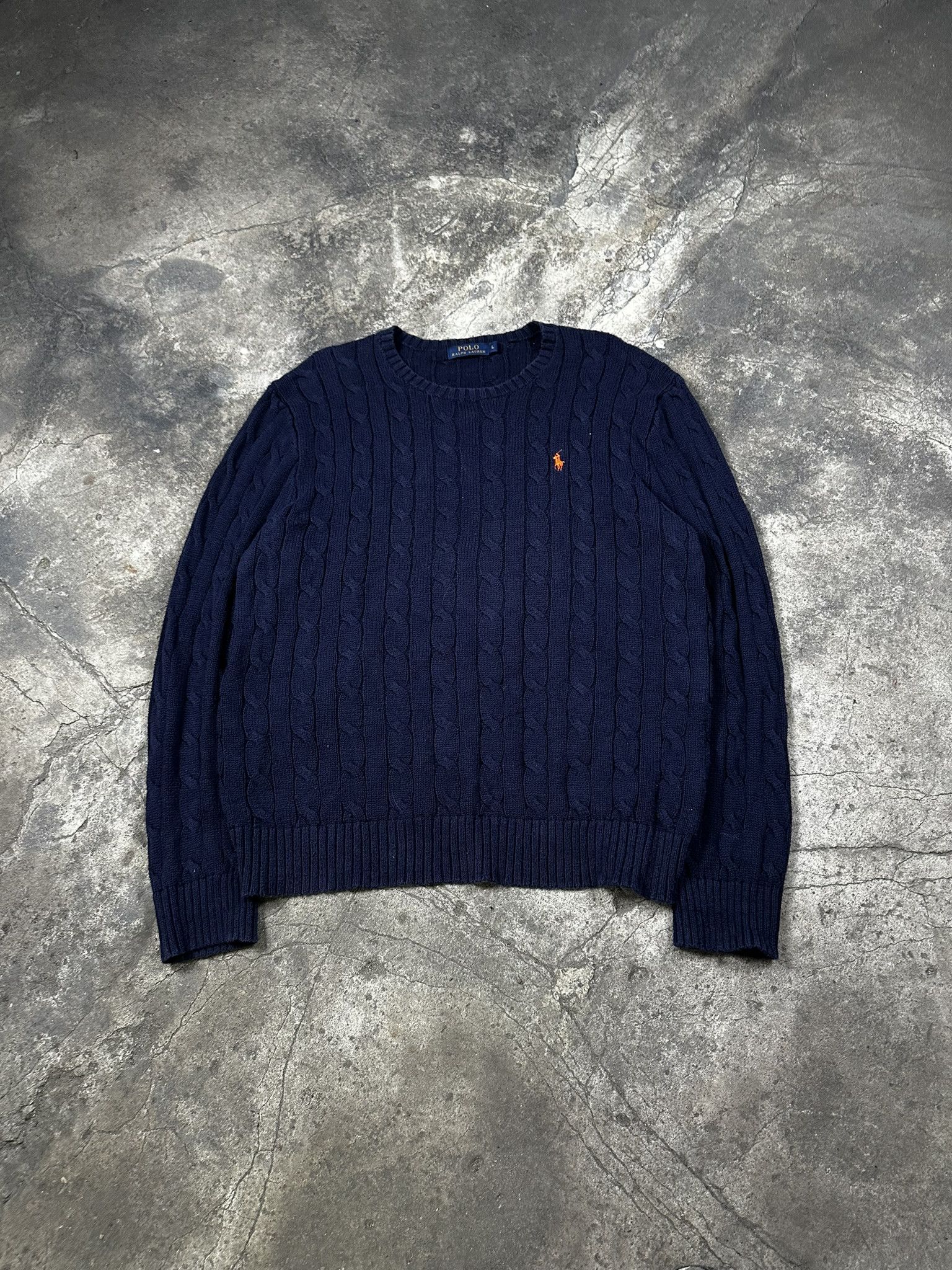 Polo Ralph Lauren Polo Ralph Lauren Cable Cotton Knit Sweater Navy Size US L / EU 52-54 / 3 - 1 Thumbnail
