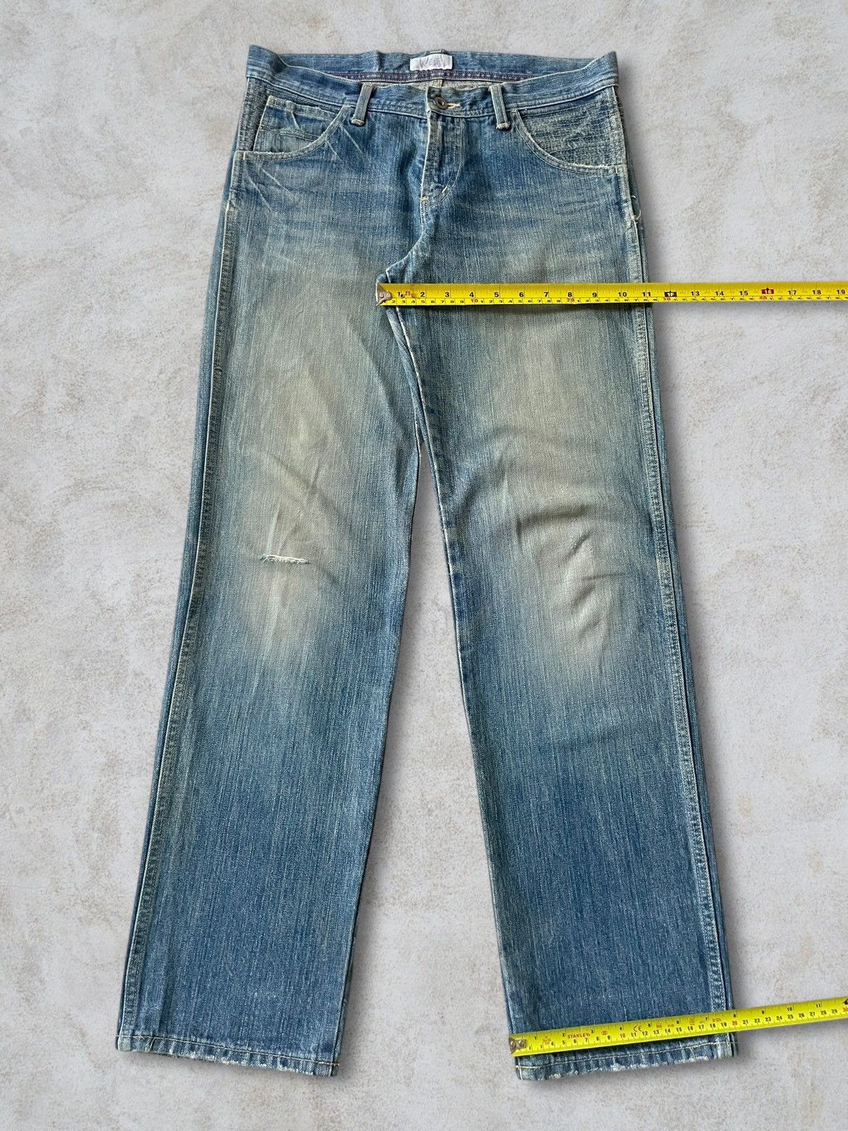 Japan Blue Vintage Japanese KBF Washed Distressed Embroidery Star Jeans Size US 31 - 16 Thumbnail