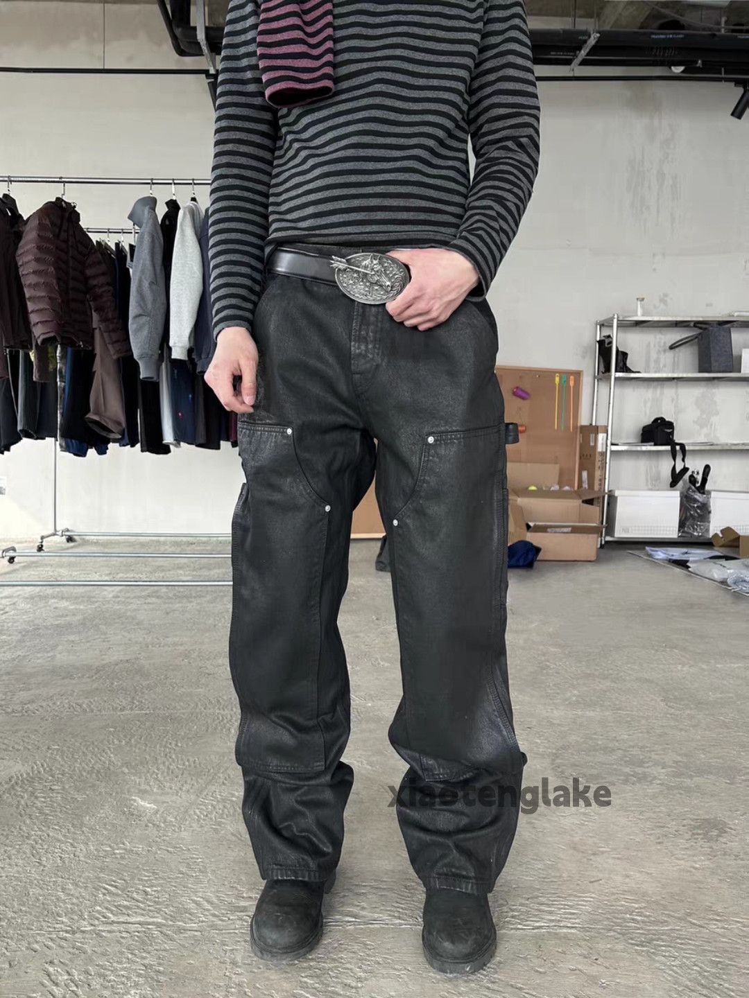 Jean xtl wax coated loose baggy hiphop carpenter punk jeans Size US 32 / EU 48 - 4 Thumbnail