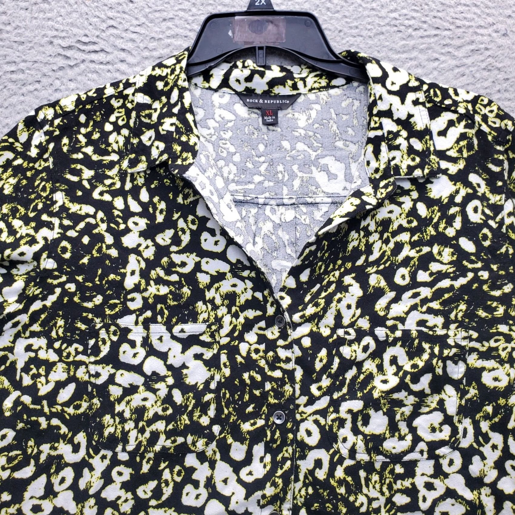 Vintage Rock & Republic Shirt Womens XL Multi Geometric Roll Tab Sleeve Collar Button Up Size XL / US 12-14 / IT 48-50 - 7 Thumbnail