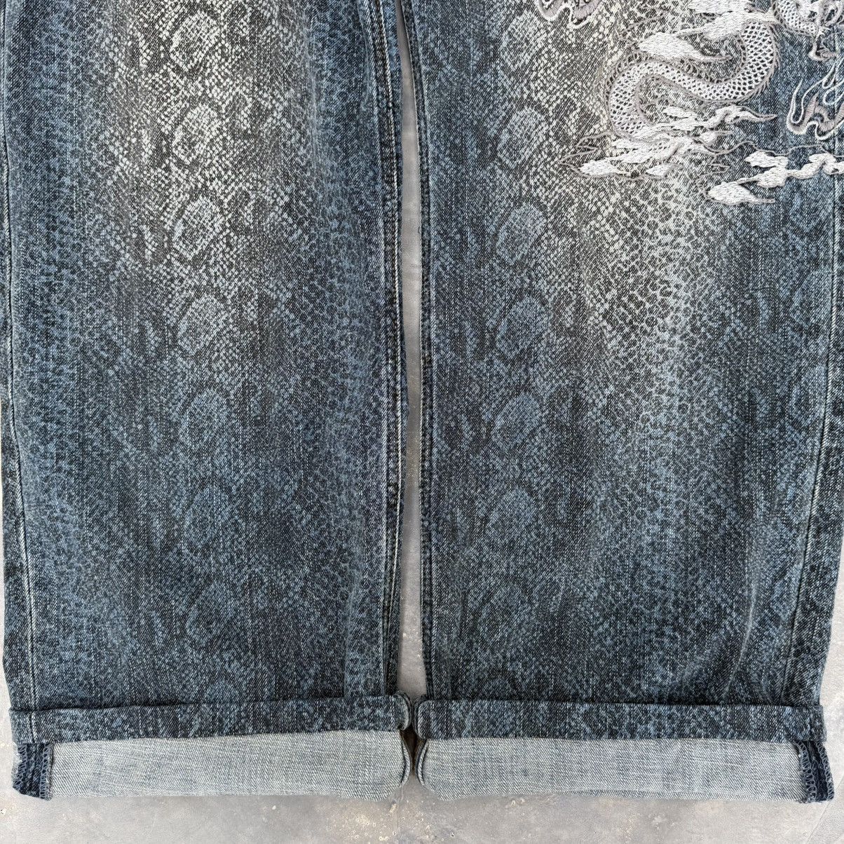 Karakuri Tamashii Karakuri Embroidered Dragon Python Skin Pattern Jeans Size US 38 / EU 54 - 7 Thumbnail