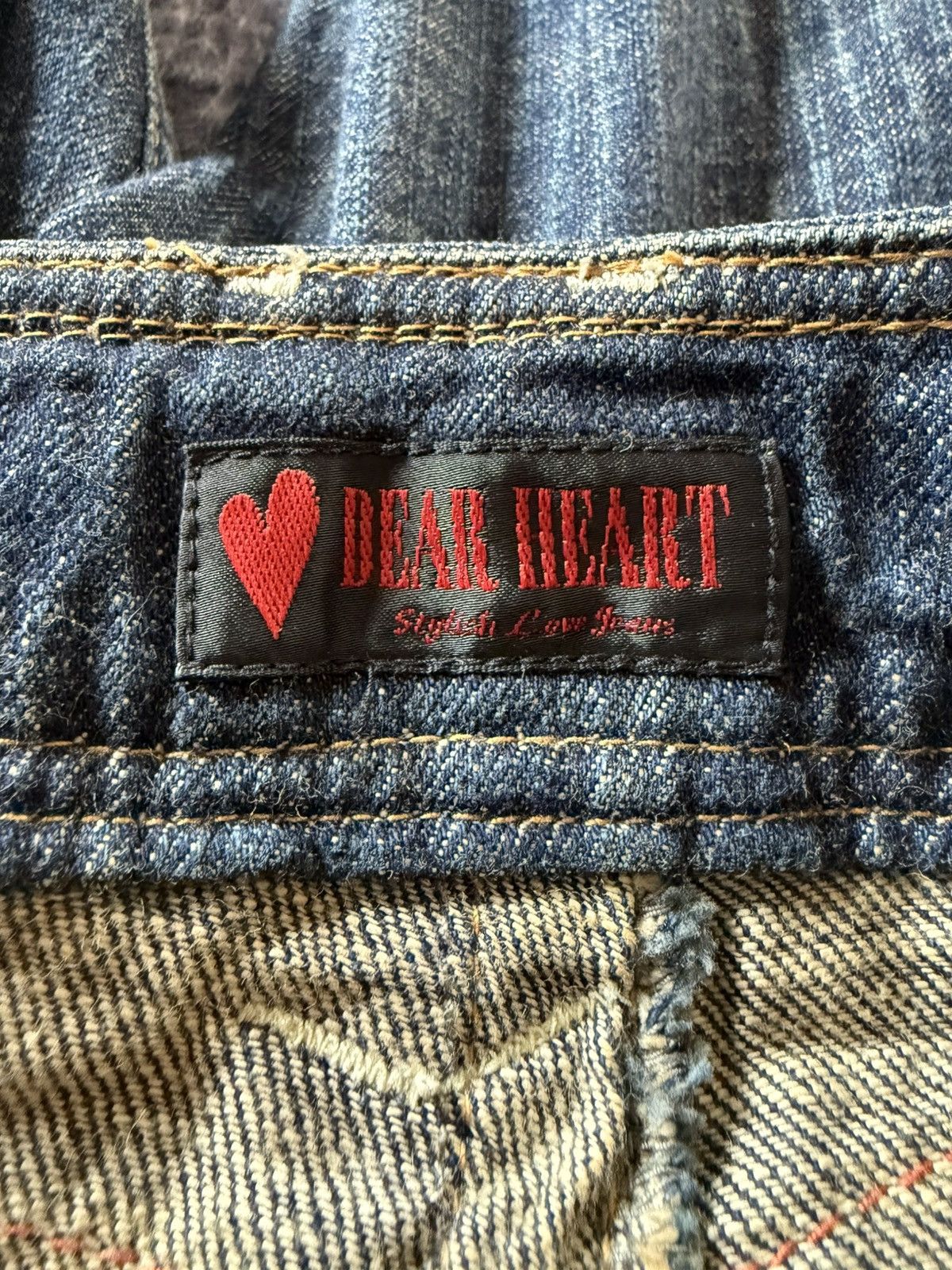 Le Grande Bleu (L.G.B.) Dear Heart Railroad Pinstripe Fade Flared Wide Leg Jeans Size US 28 / EU 44 - 21 Thumbnail