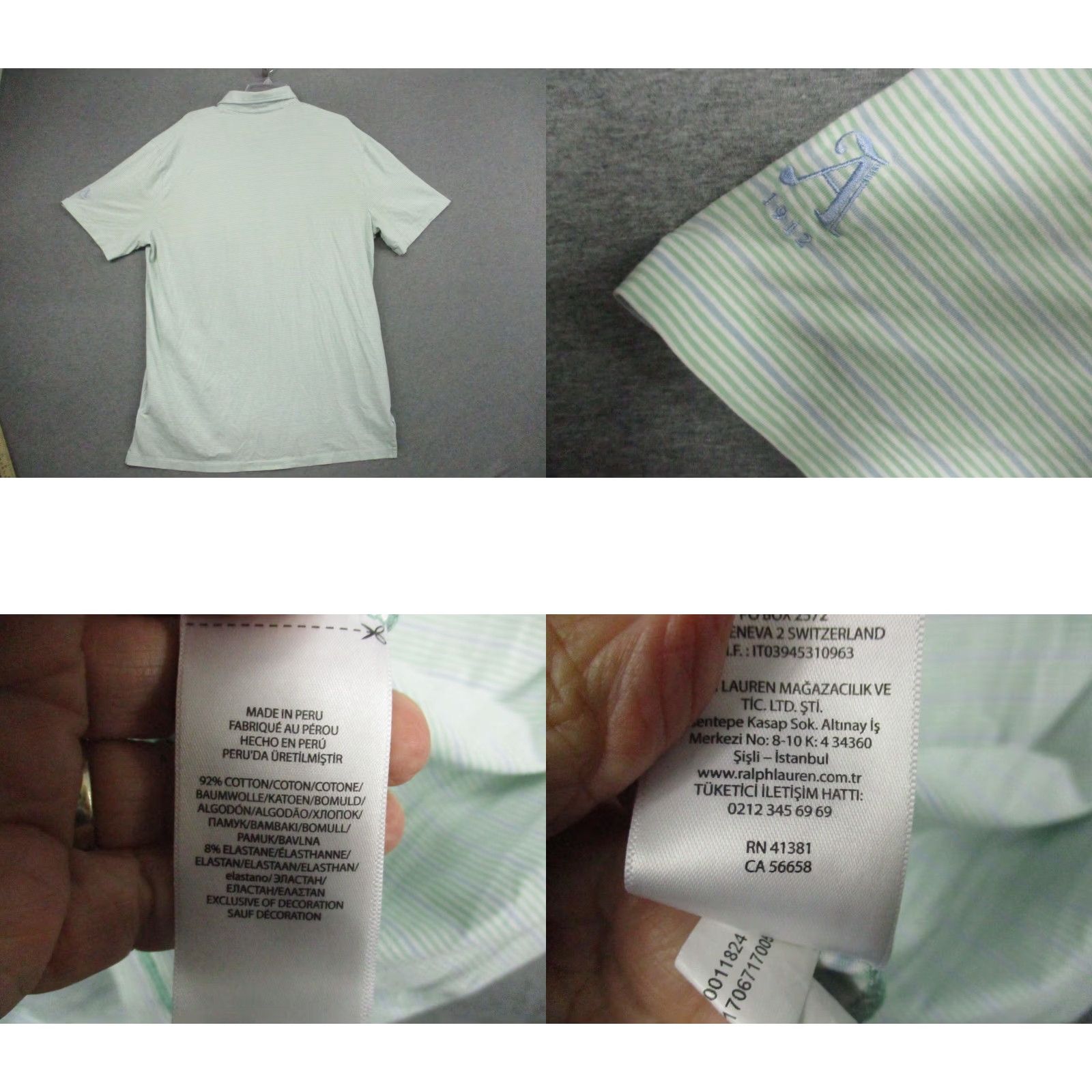 Ralph Lauren VINTAGE Polo Golf Ralph Lauren Polo Shirt Mens XL Tall Striped Stretch Lisle Green Blue Size US XL / EU 56 / 4 - 9 Thumbnail