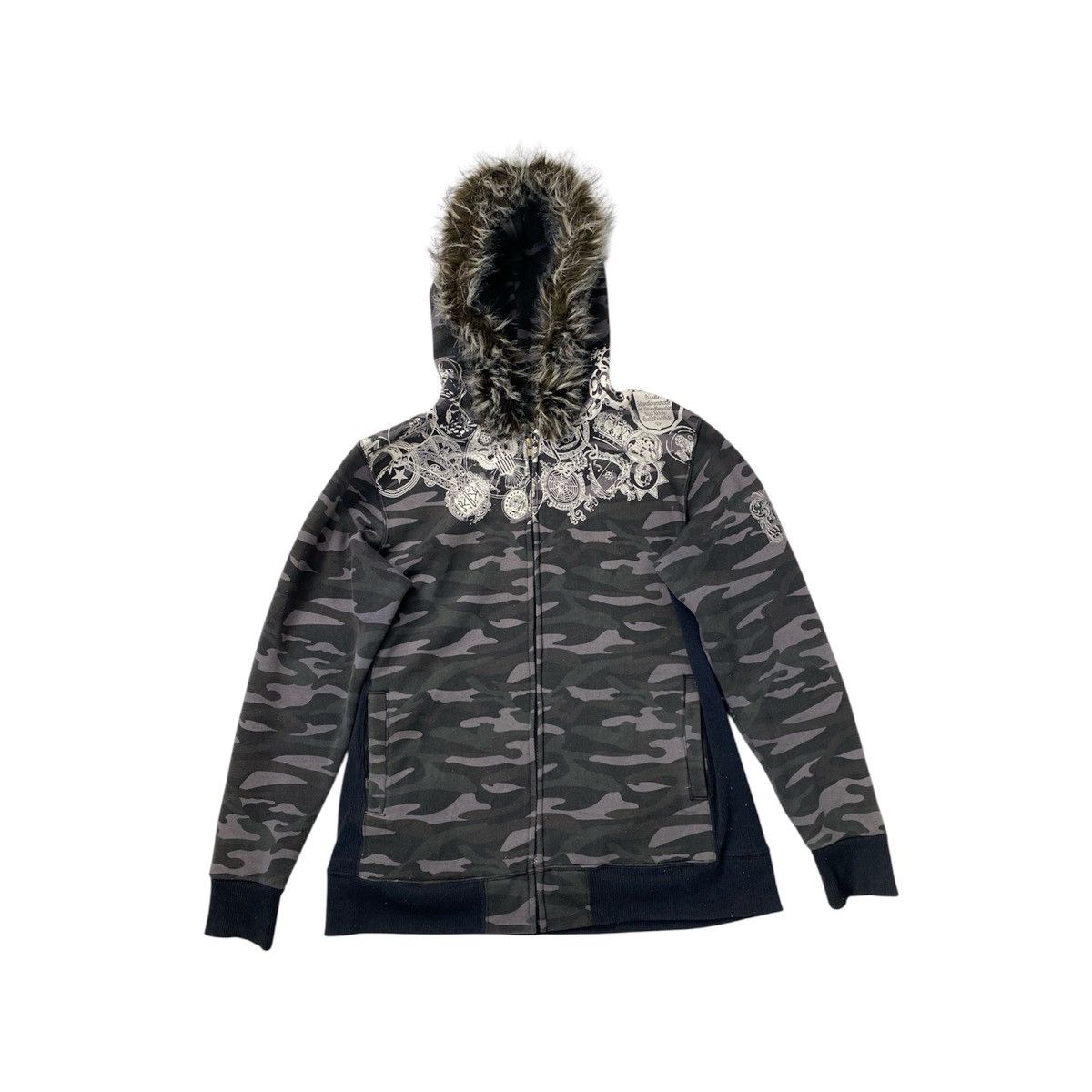 If Six Was Nine Rare 🔥 Splendid Satisfaction Camo Zip Fur Hoodie Punk Style Size US L / EU 52-54 / 3 - 1 Thumbnail