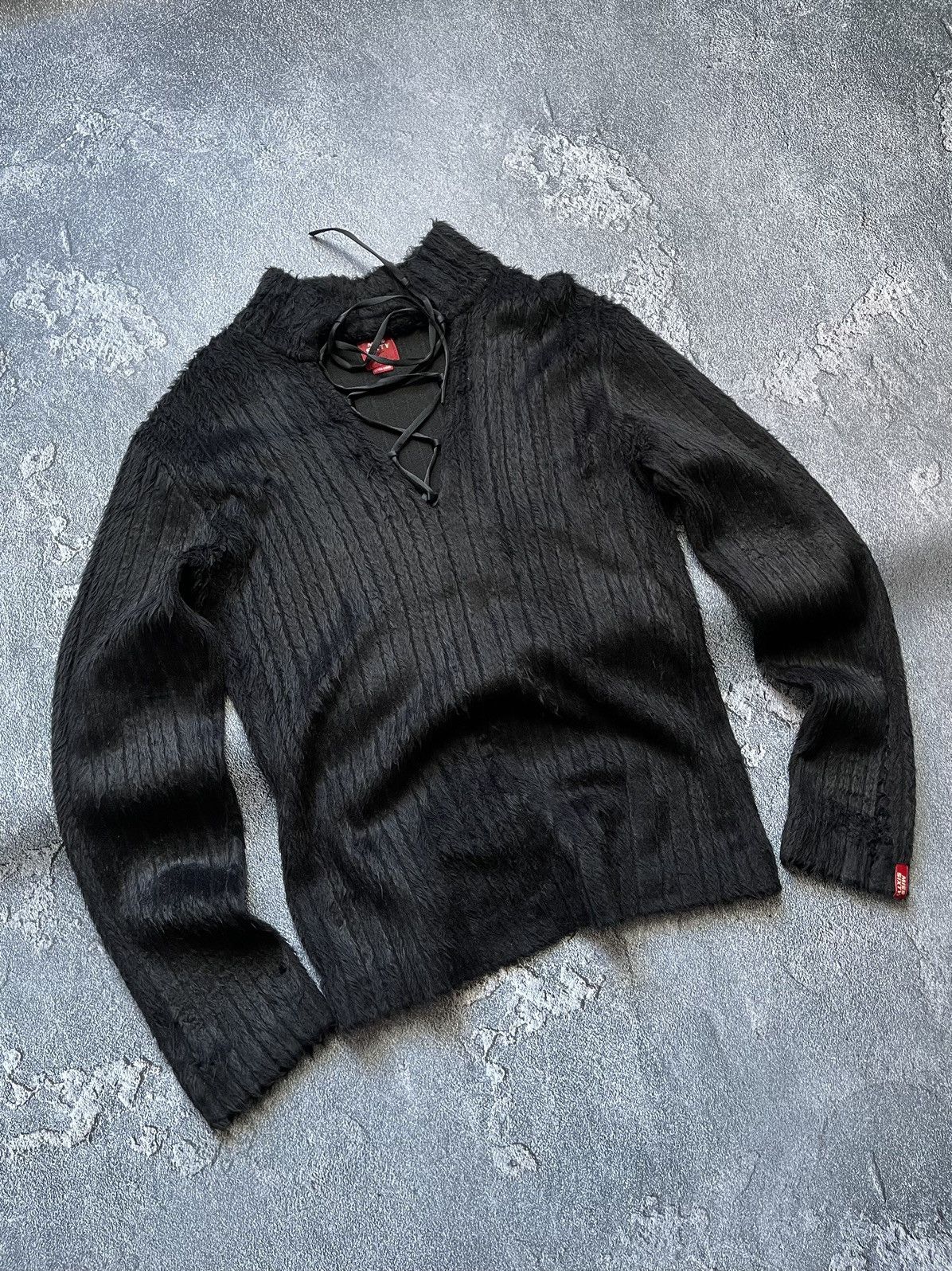 If Six Was Nine × Le Grande Bleu (L.G.B.) × Miss Sixty Miss Sixty Striped Faux Mohair Sweater Top type Rick Owens Size L / US 10 / IT 46 - 1 Thumbnail