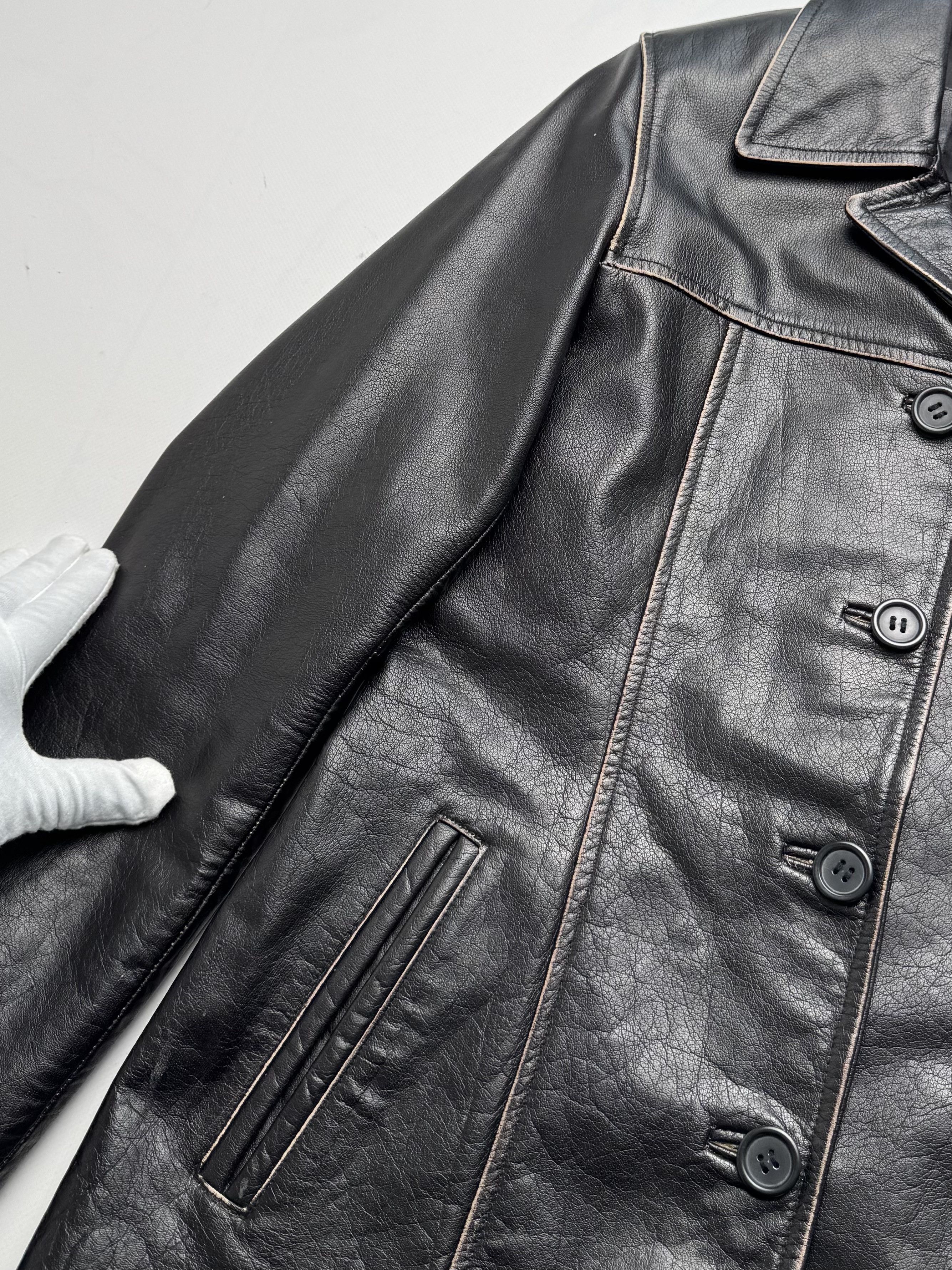 Vintage Vintage Leather Jacket Button Front Classic Casual Biker E2 Size M / US 6-8 / IT 42-44 - 4 Thumbnail