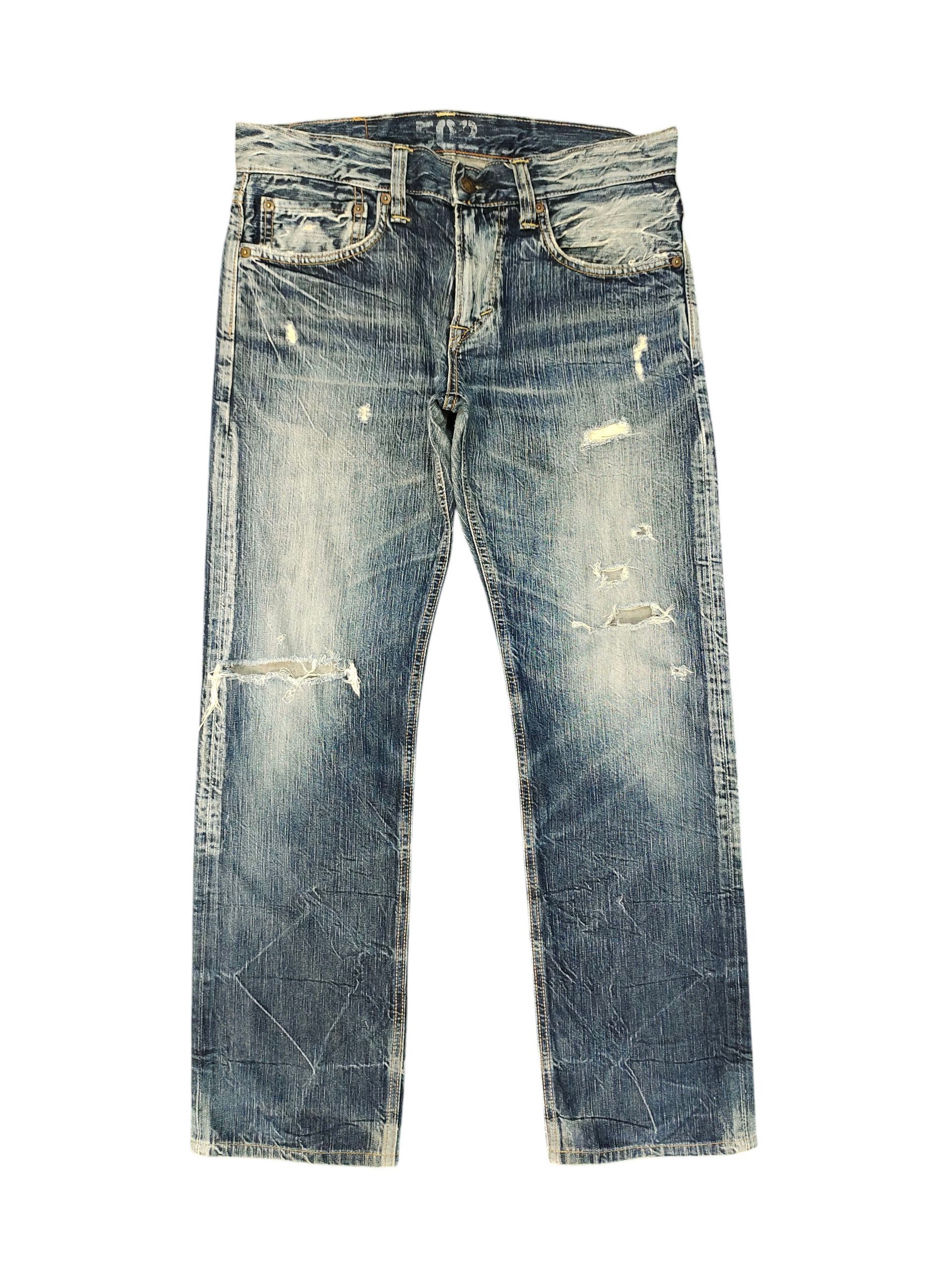 Vintage 90s Edwin 502 Clawmark Distress Faded Denim Jeans