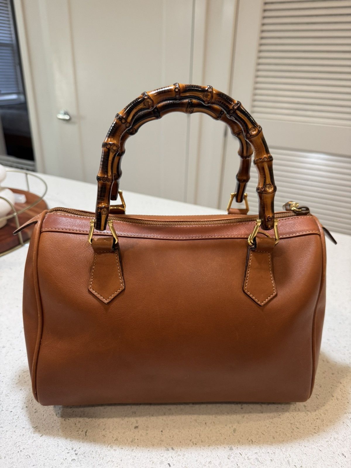 Gucci Gucci Vintage Bamboo Handle Bag - Brown Leather with COA Size ONE SIZE - 8 Thumbnail