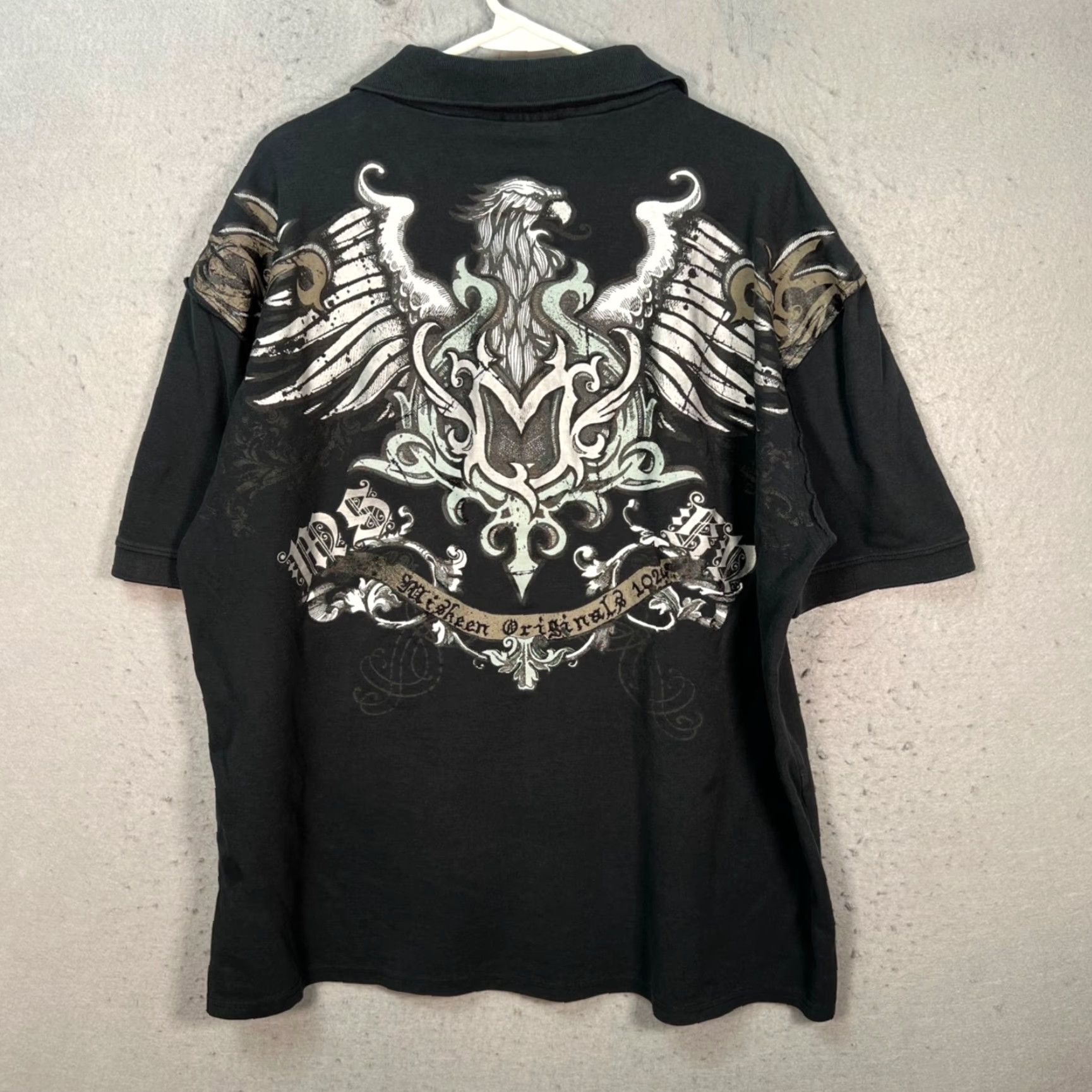Vintage Miskeen Black Polo Shirt Mens 4XL Winged Graphic Design 100% Cotton Shirt Polo Button Short Sleeve Casual Vintage: No Size US XXL / EU 58 / 5 - 2 Thumbnail
