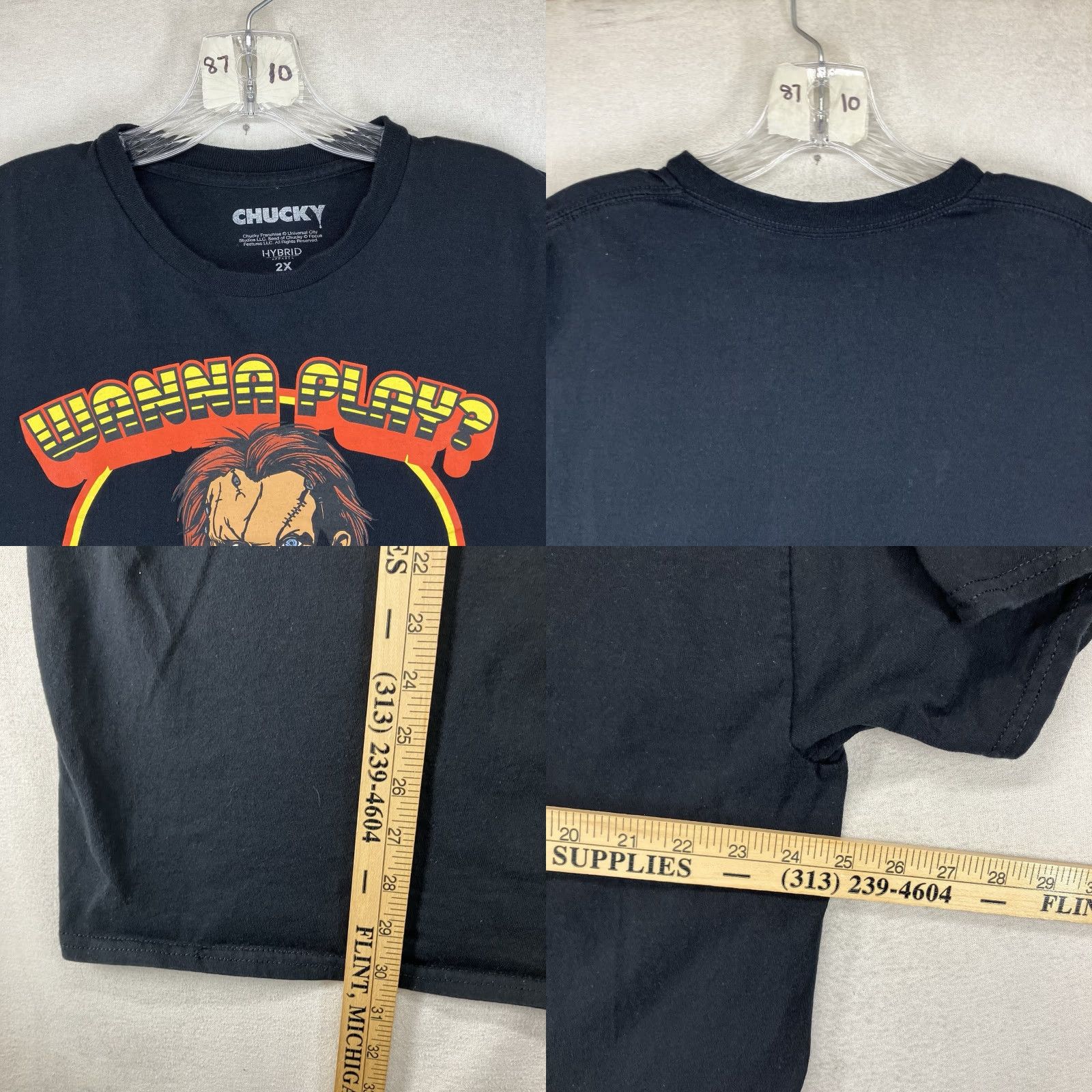 Vintage Chucky T Shirt Mens 2X Black Crew Neck Short Sleeve Graphic Horror Stretch Size US XXL / EU 58 / 5 - 8 Thumbnail