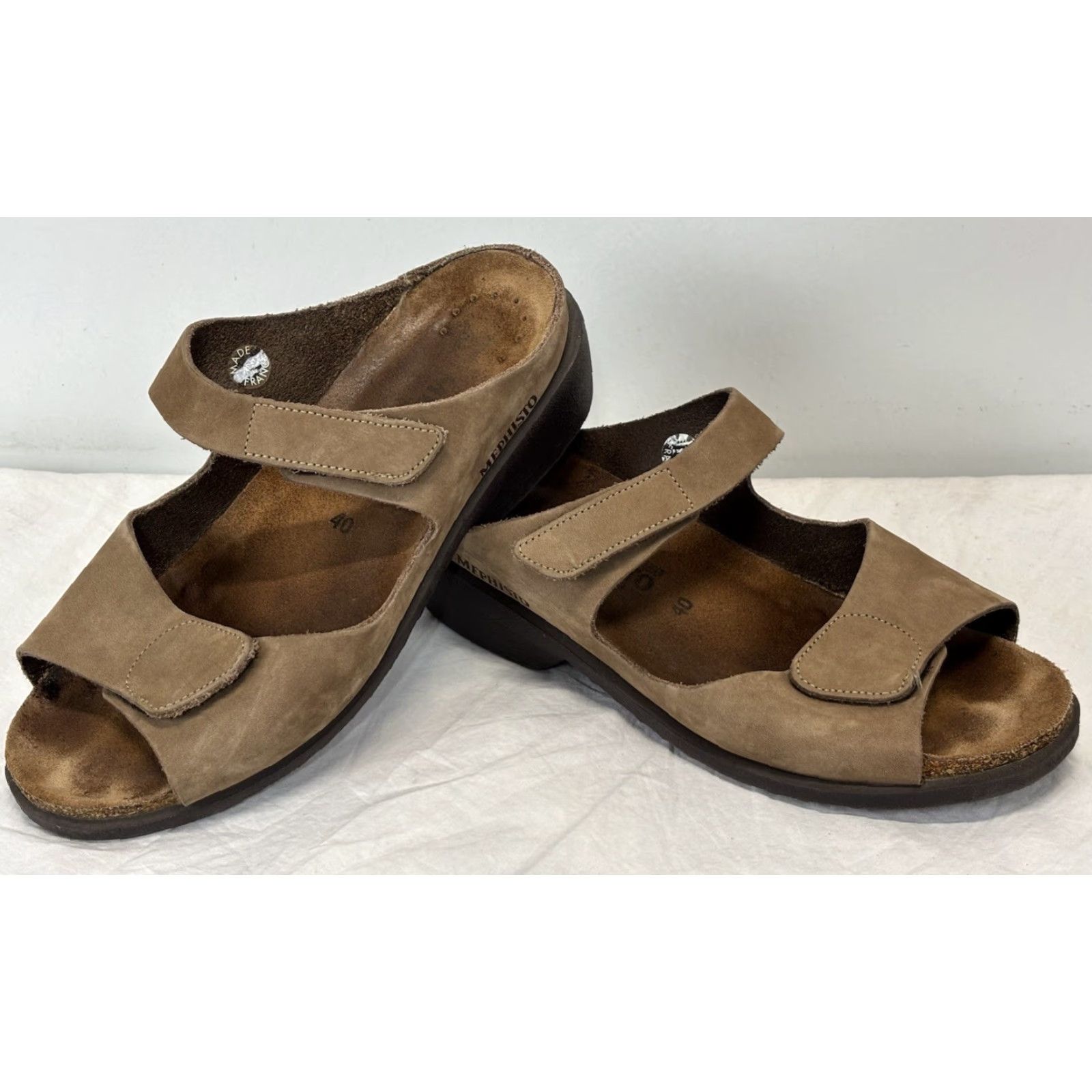 Mephisto Mephisto Sandal Women's Slip-On Mobils Comfort Taupe Leather Suede 10 Medium Brown 40 EU 10 US Fall Spring Summer Size US 10 / IT 40 - 2 Thumbnail