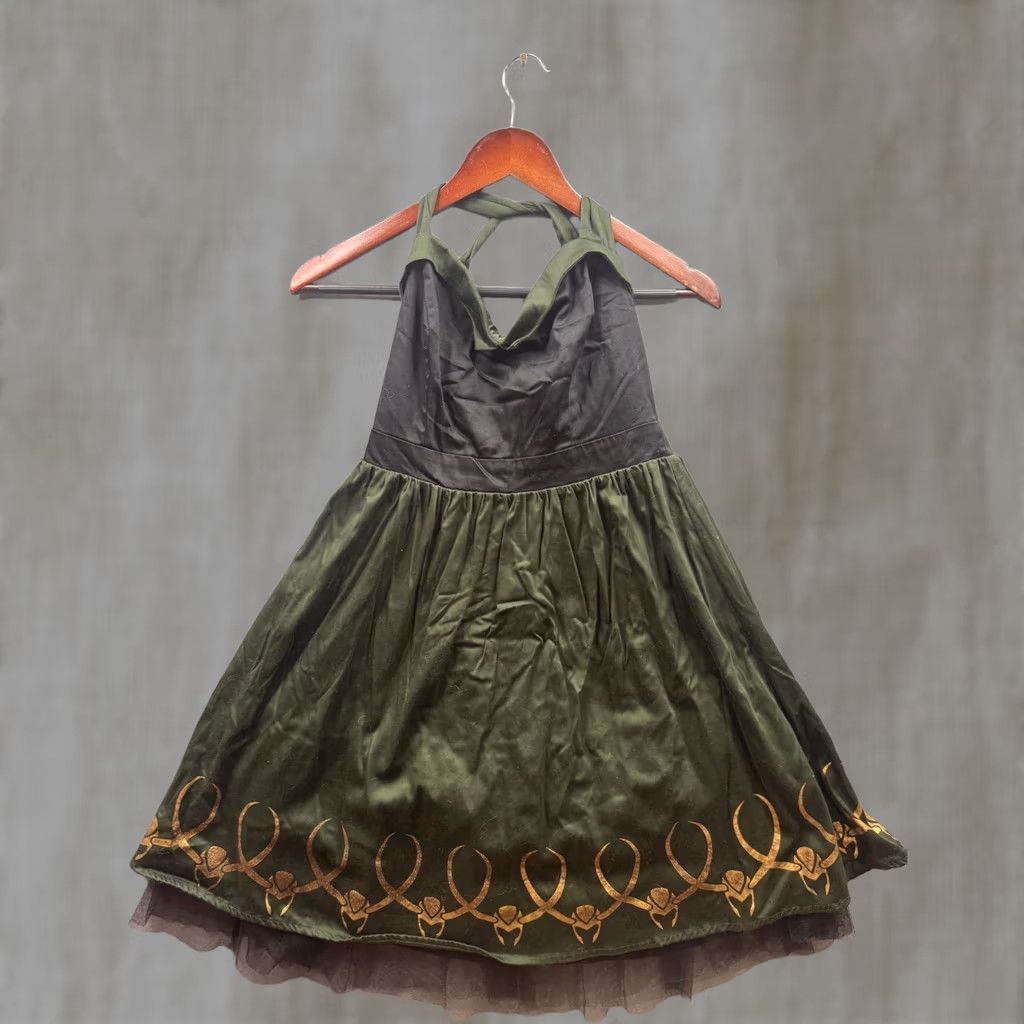 Vintage Halter Dress Green Black Gold Limited Edition Loki Marvel by Her Universe Womens M Dress Size M / US 6-8 / IT 42-44 - 1 Thumbnail