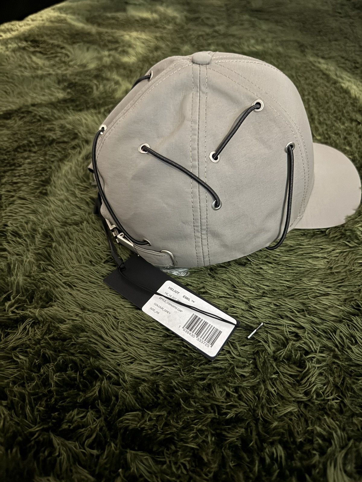 Heliot Emil Heliot Emil Metal HE Buckle Drawstring Cap Grey Size ONE SIZE - 4 Thumbnail