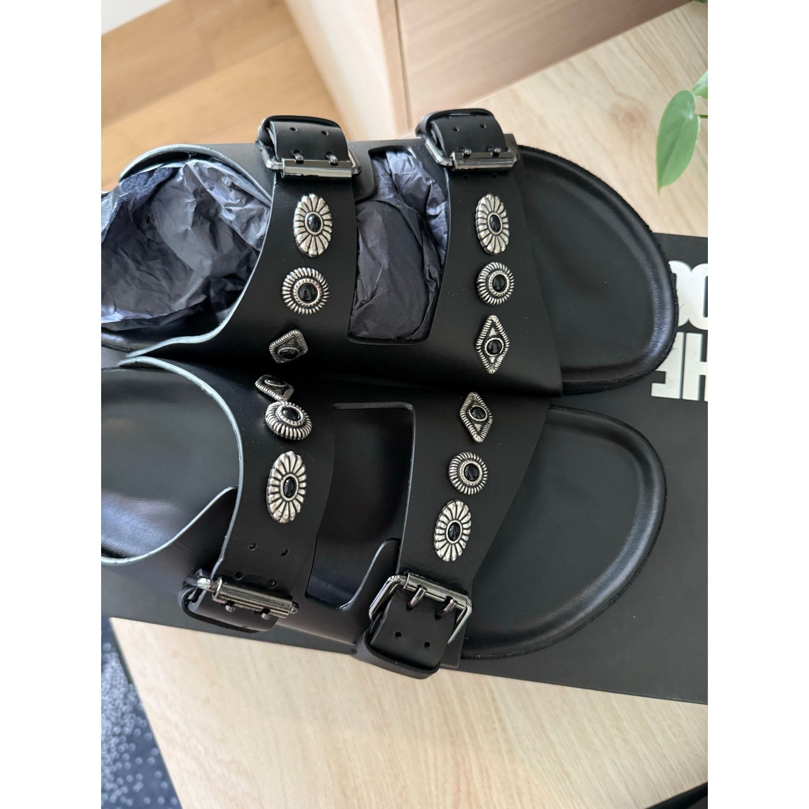 The Kooples $365 New The Kooples Black Leather Studded Sandals Fr 39 / 8 Size US 8 / IT 38 - 9 Thumbnail
