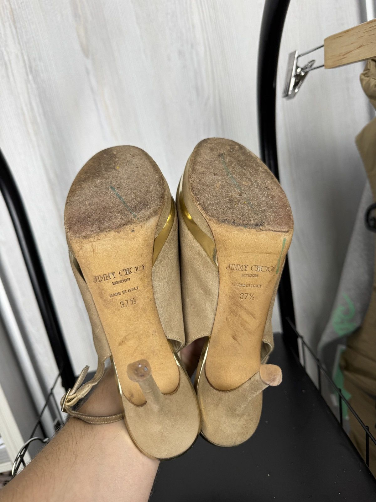 Jimmy Choo JIMMY CHOO Suede Mirrored Platform Open Toe Heels Pumps 7.5 Size US 7.5 / IT 37.5 - 12 Thumbnail
