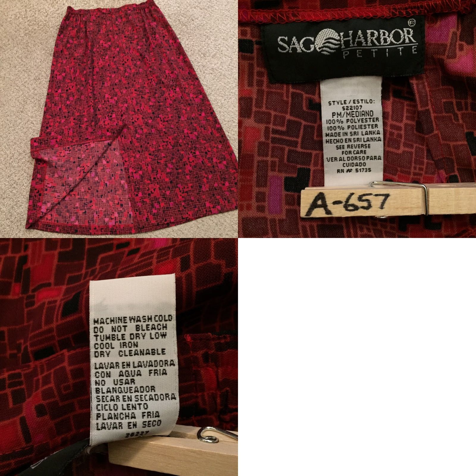 Vintage Sag Harbor Skirt PM Petite Red Geometric Maxi Long Unlined Women Pelttes Sag Harbor Shirt Size 32" / US 10 / IT 46 - 8 Thumbnail