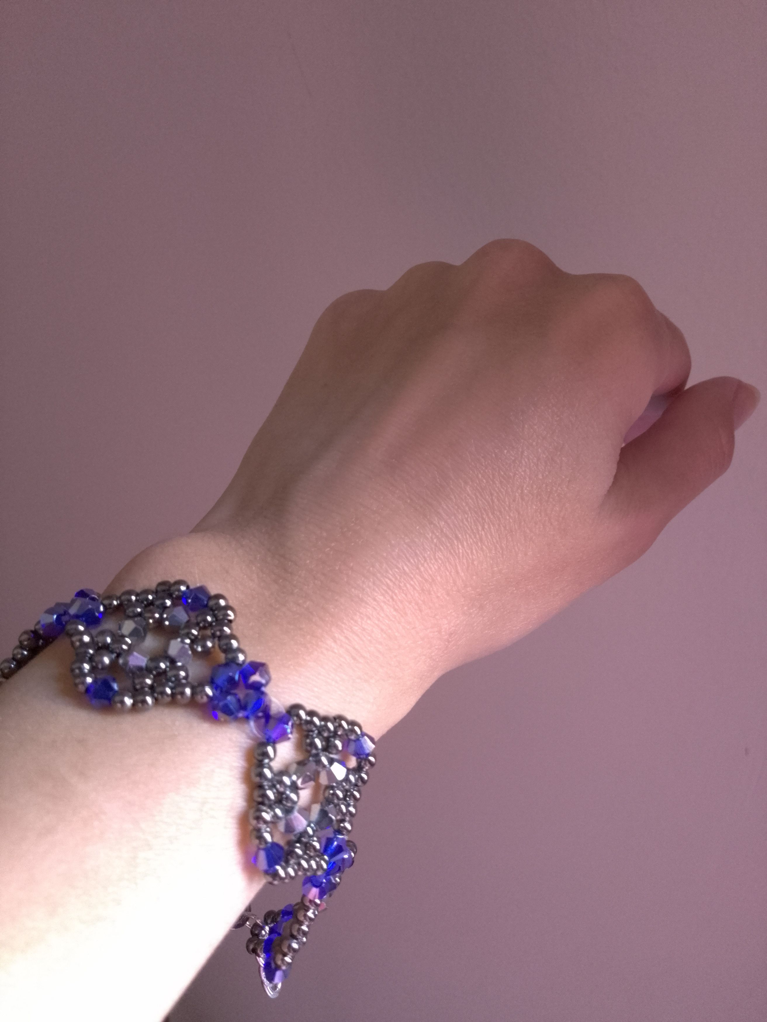 Handmade Bracelet and earrings. Elegant, blue and gray crystal Size ONE SIZE - 2 Thumbnail