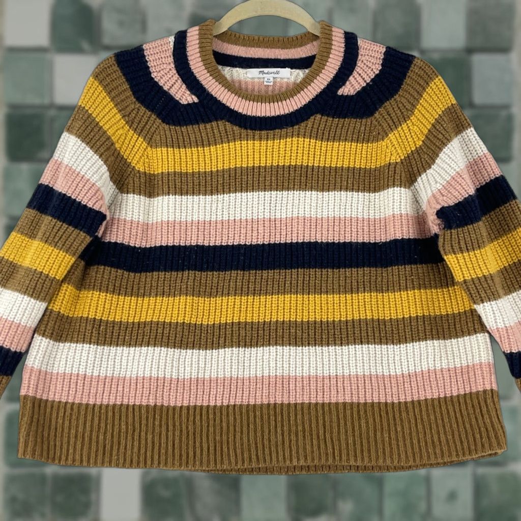 Madewell Madewell Pullover Sweater Womens XS Brown Striped Long Sleeve Knit Crew Neck Casual Vintage? Size XS / US 0-2 / IT 36-38 - 1 Thumbnail