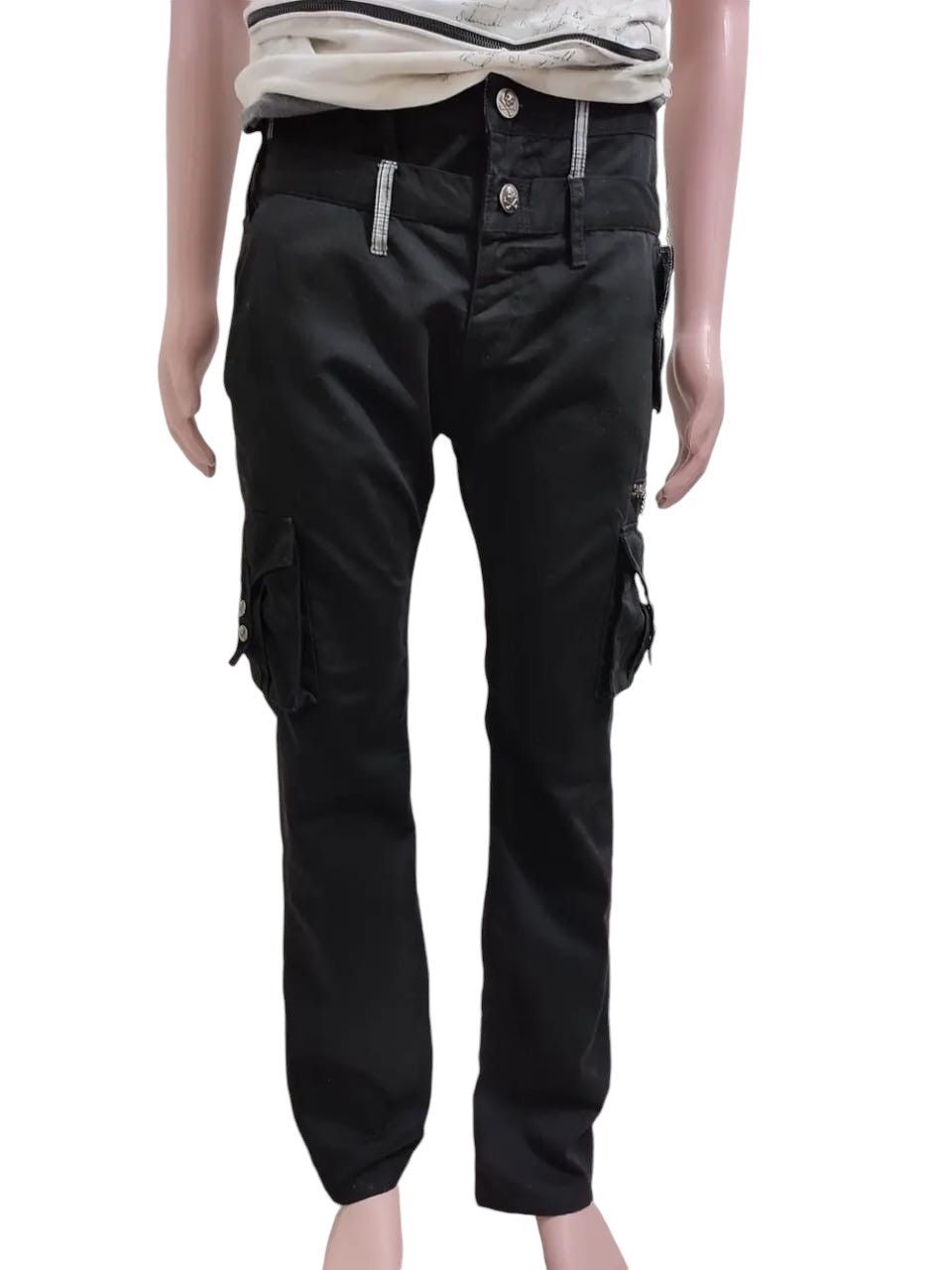 Japanese Brand Doublefocus double Waist Cargo Skull Button Punk Pants Size US 33 - 1 Thumbnail