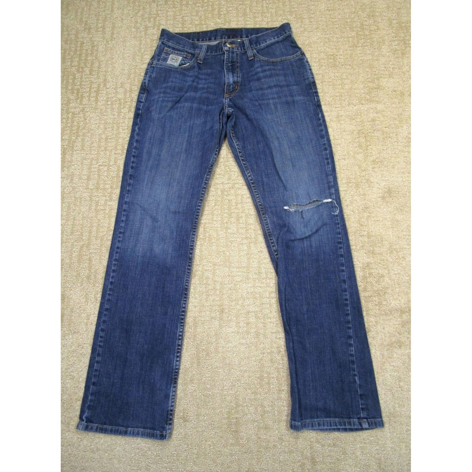 Vintage Cinch Jeans Men 29x32 Blue Slim Straight Distressed Dark Wash Logo 5-Pocket Denim Pants Size US 29 - 2 Thumbnail