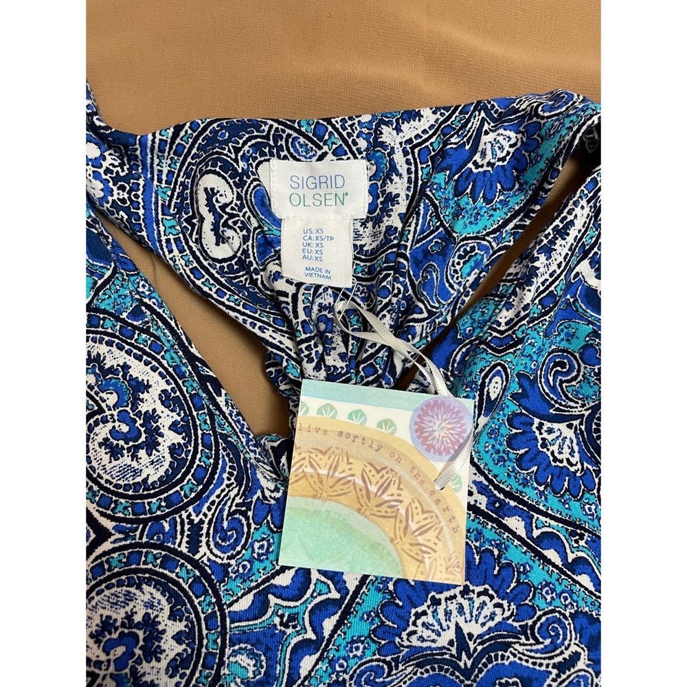 Other NWT New Sigrid Olsen Linen Rayon Blue Racerback Mini Dress Size XS / US 0-2 / IT 36-38 - 7 Thumbnail