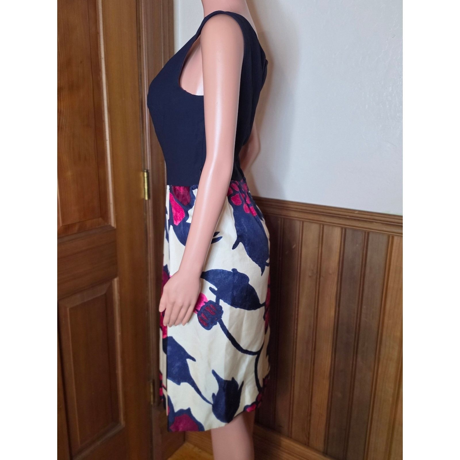 I. Magnin Joseph Magnin 60s Silk Pleated Floral Cocktail Dress Size M / US 6-8 / IT 42-44 - 2 Thumbnail