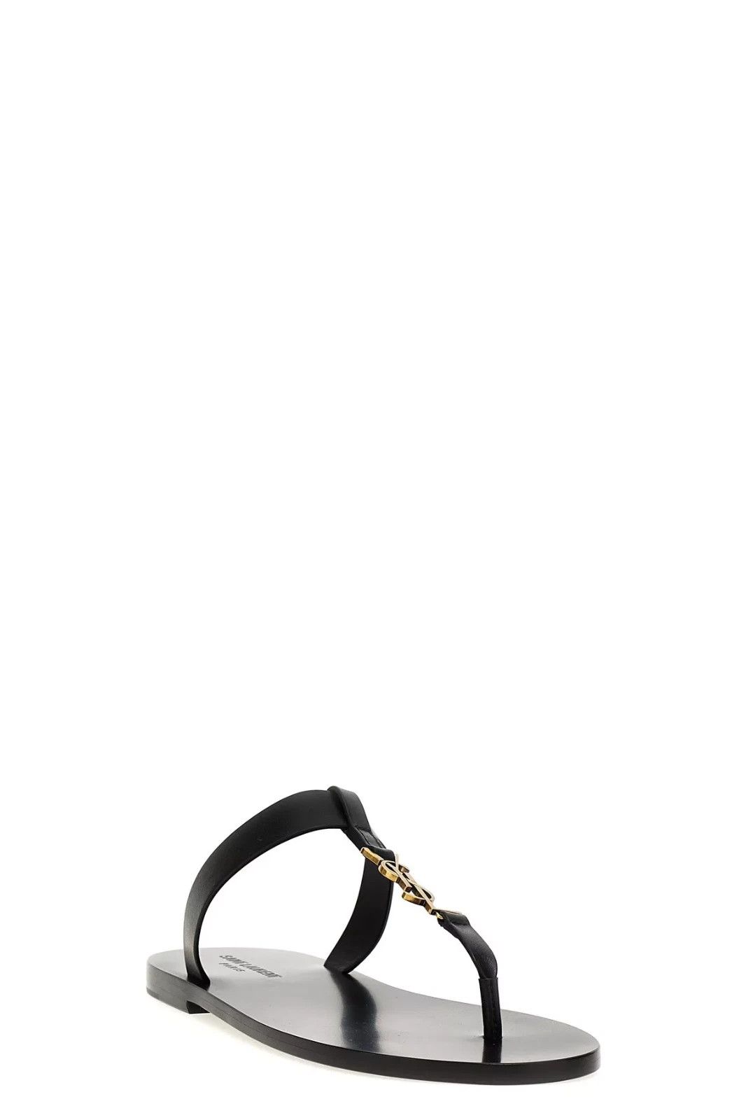 Saint Laurent Paris YSL Cassandre Black Leather Thong Sandals Size US 9.5 / EU 42-43 - 4 Thumbnail