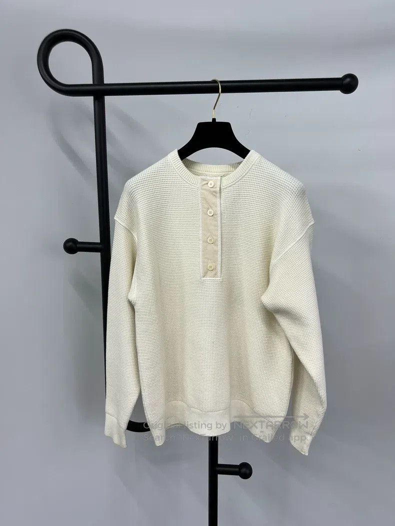 The Row The Row Henley Neck Waffle Sweater Size XS / US 0-2 / IT 36-38 - 1 Thumbnail