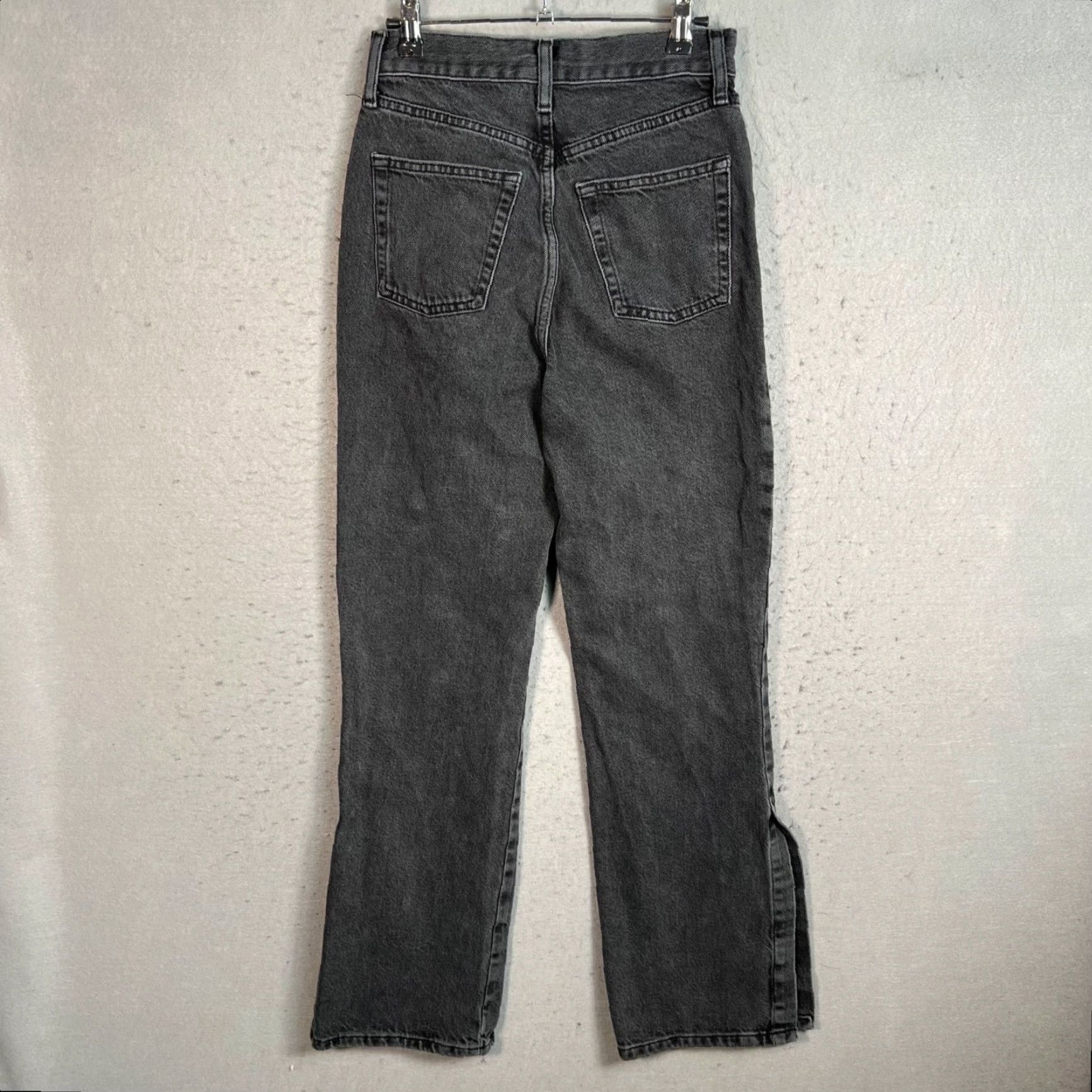 Topshop Topshop Womens Size 26 x 30 Black Denim Straight-Leg Jeans w/ Ankle Slit Size 26" / US 2 / IT 38 - 2 Thumbnail