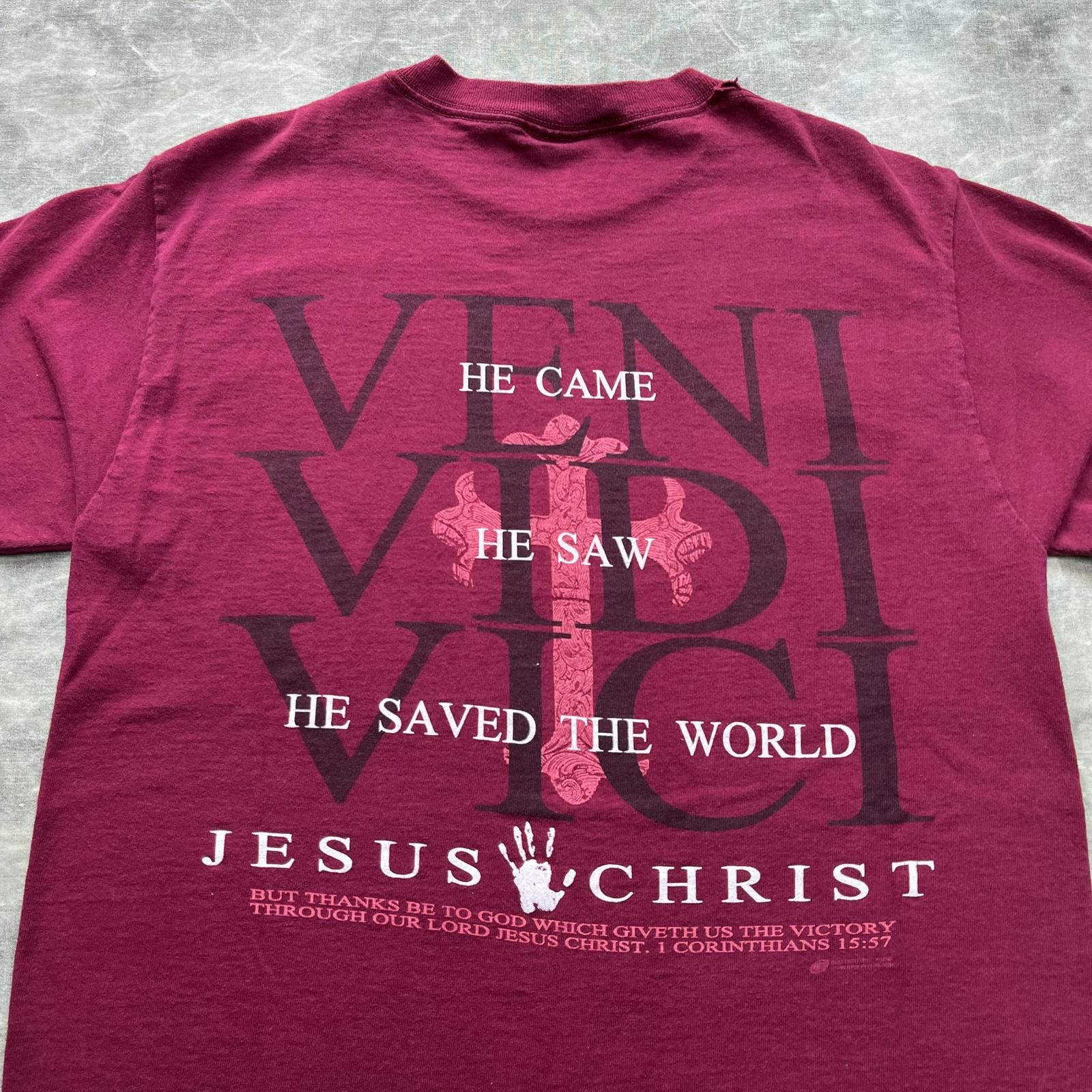 Fruit Of The Loom × Vintage Vintage Y2K Absolute Victory Jesus Religious Cross Shirt Size US M / EU 48-50 / 2 - 2 Thumbnail