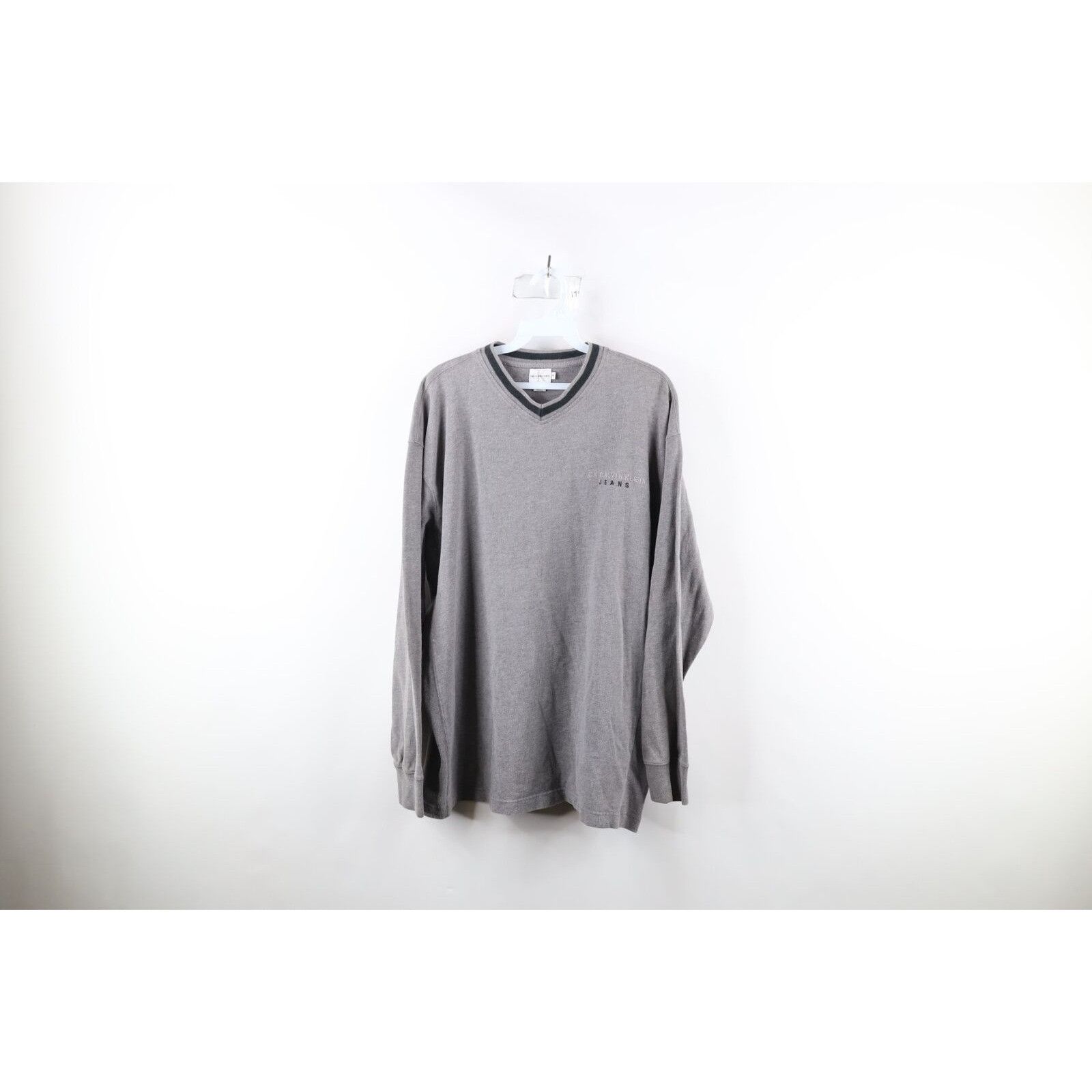 Calvin Klein × Vintage Vintage 90s Calvin Klein Ribbed Knit Long Sleeve T-Shirt Size US M / EU 48-50 / 2 - 1 Thumbnail