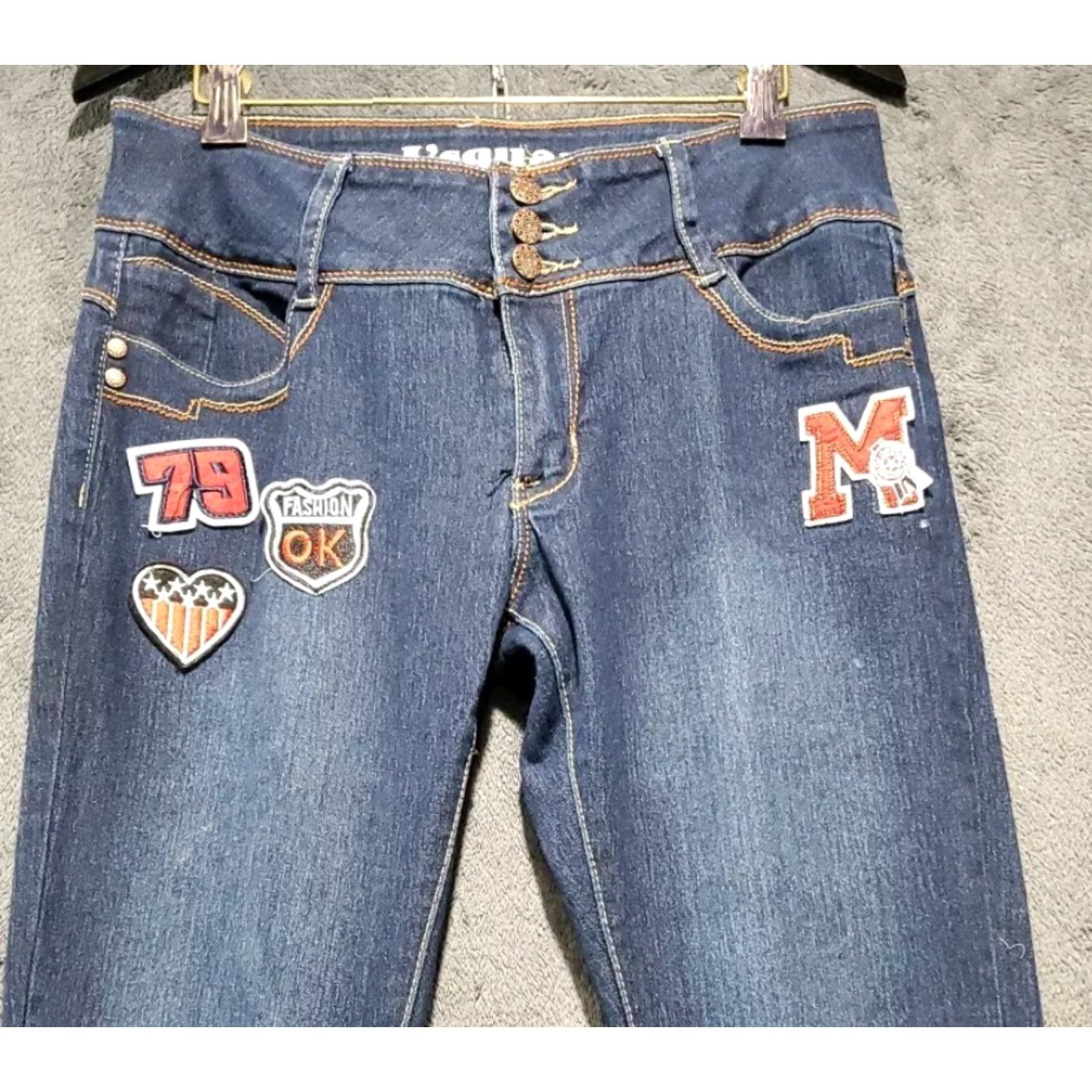 Etro L'Square Jeans Sz 11 Skinny Womens Personalized Patches Stretch Grunge Retro Size 32" / US 10 / IT 46 - 2 Thumbnail
