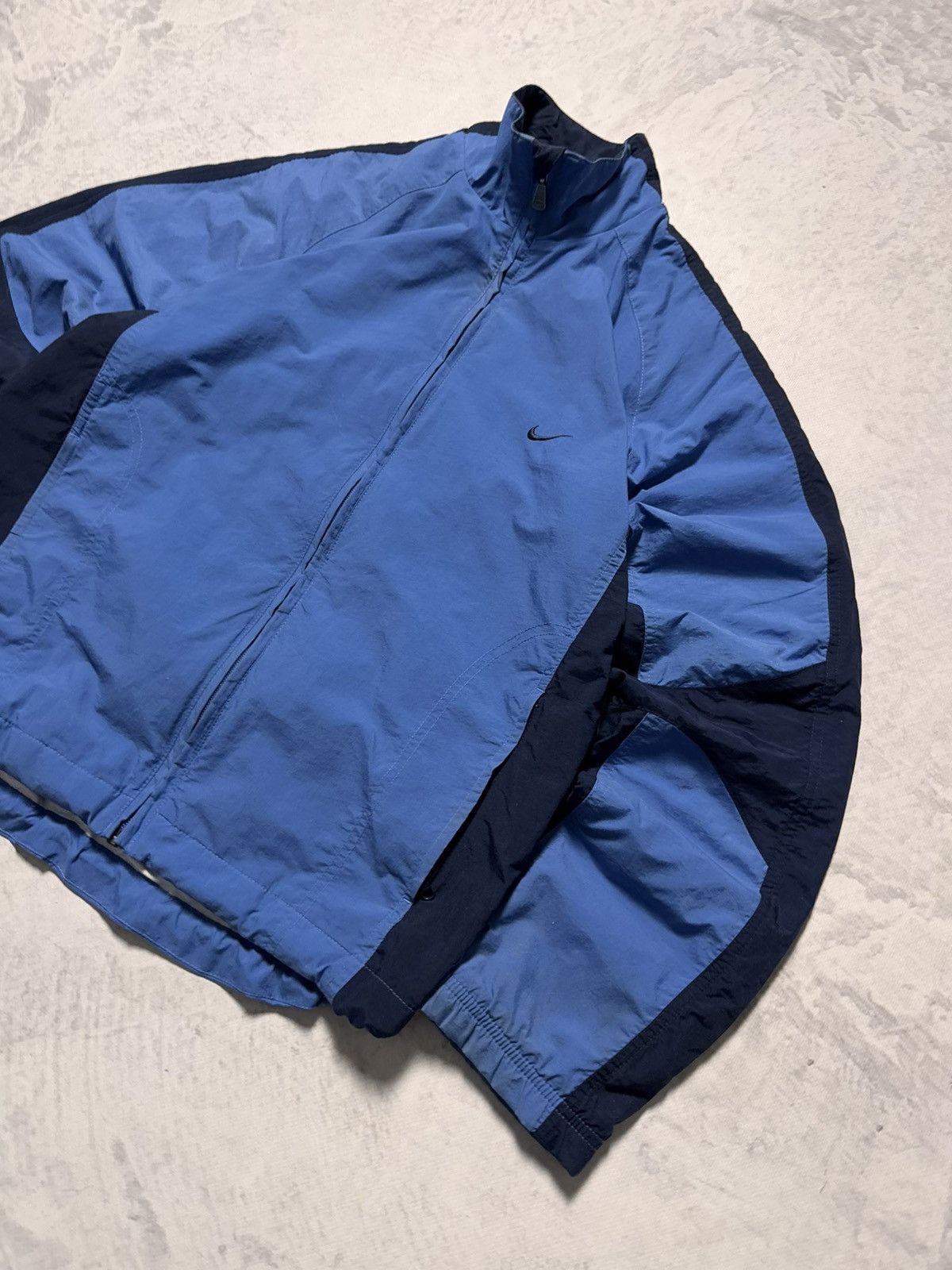 Nike × Vintage 00s Nike Vintage Mini Swoosh Oversize Drill Track Jacket Y2K Size US S / EU 44-46 / 1 - 4 Thumbnail