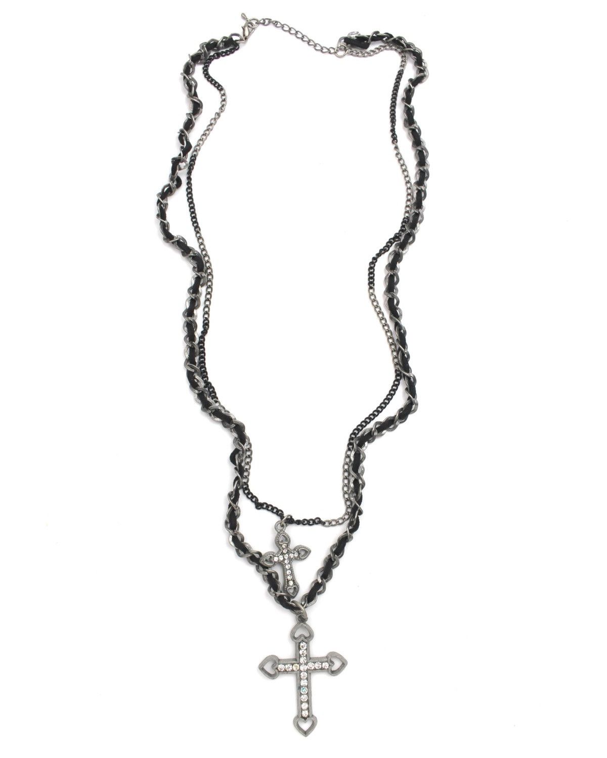 If Six Was Nine 1990S BLACK VELVET WOVEN CURB CHAIN ANTIQUED SILVER NECKLACE Size ONE SIZE - 1 Thumbnail