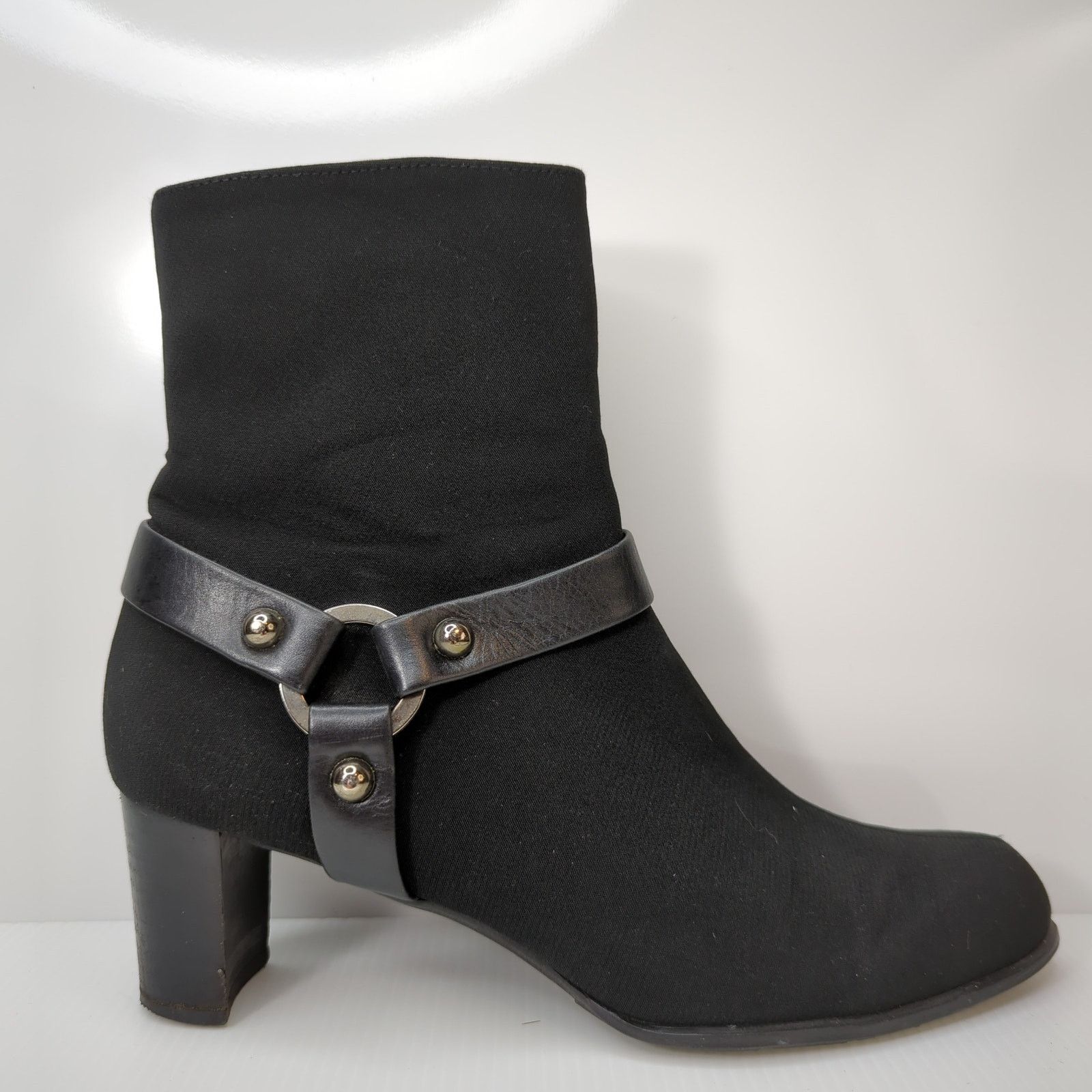 Stuart Weitzman Chelsea black heeled ankle buckle boots moto sz 7 Size US 7 / IT 37 - 1 Thumbnail