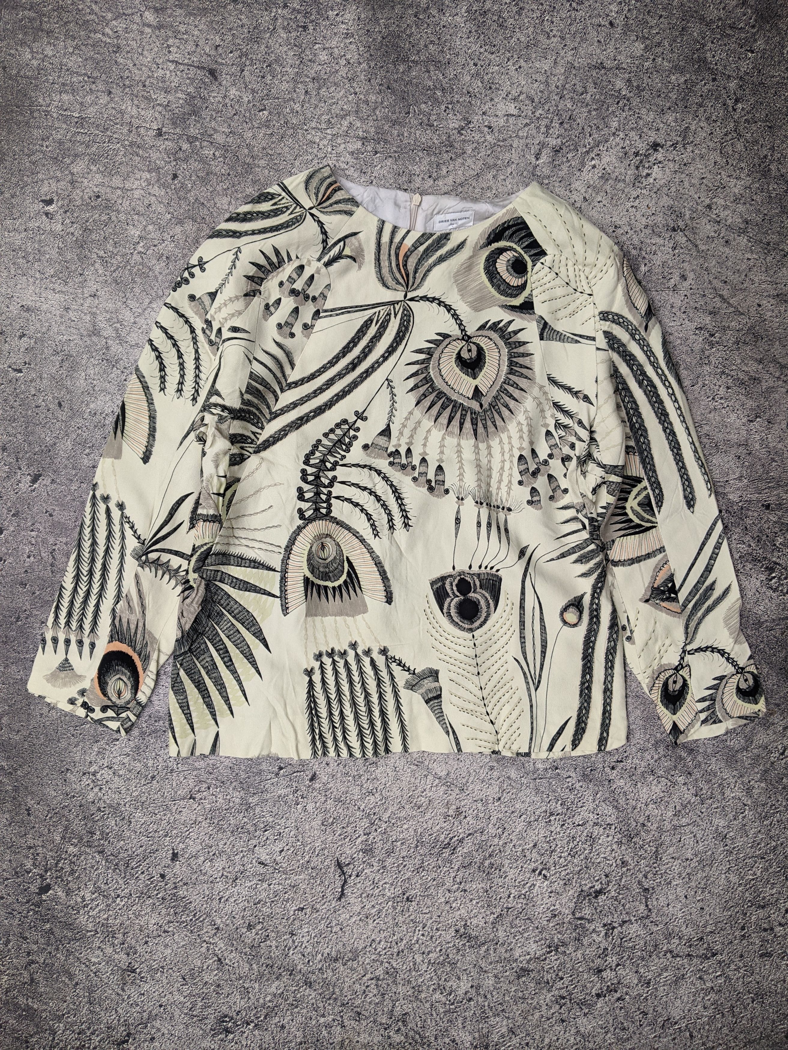Dries Van Noten Viscose Peacock Feather Print Size S / US 4 / IT 40 - 1 Thumbnail
