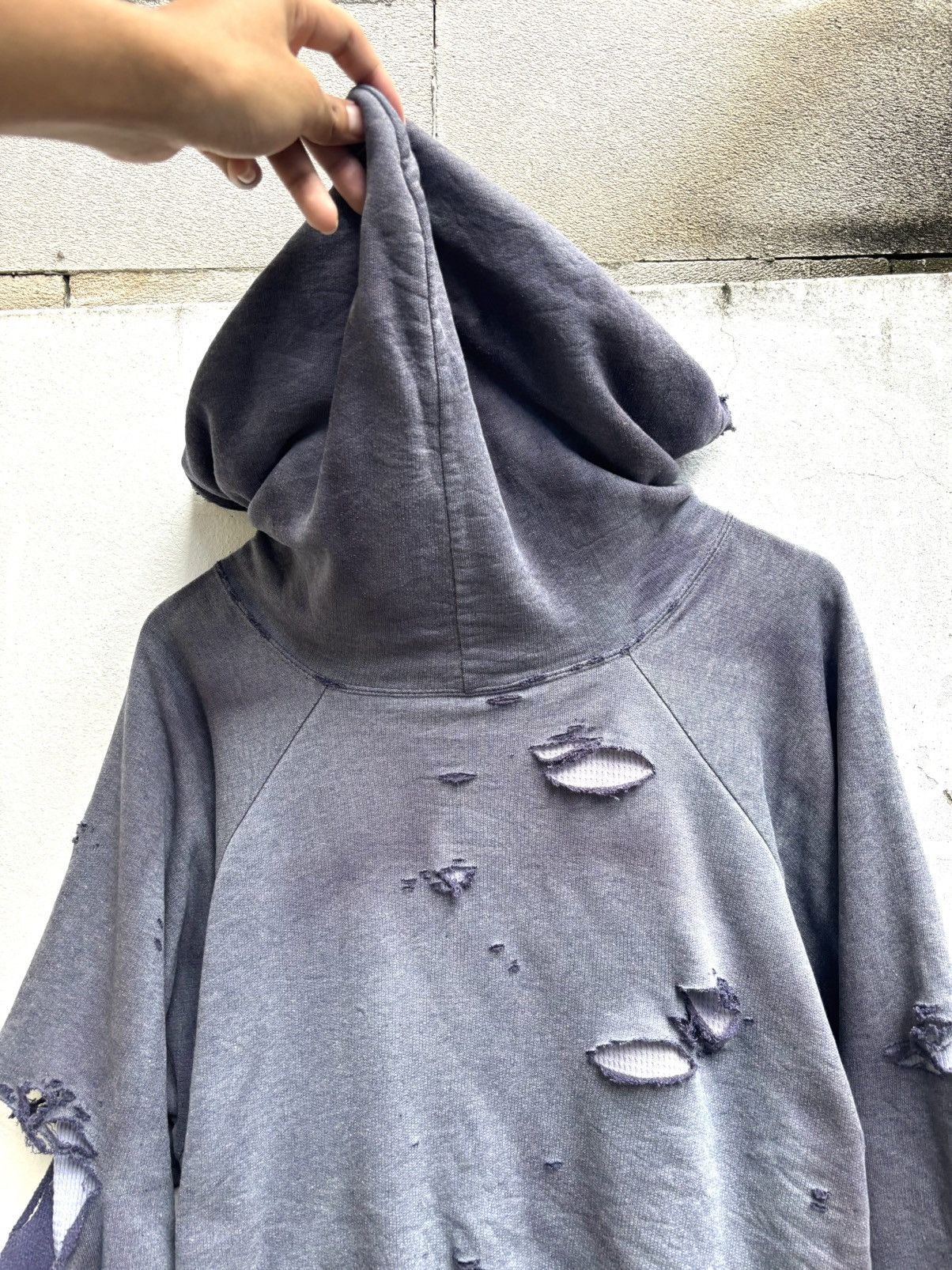 Vintage Thrashed Faded Distressed Thermal Navy Hoodie ERD Grunge Size US L / EU 52-54 / 3 - 7 Thumbnail