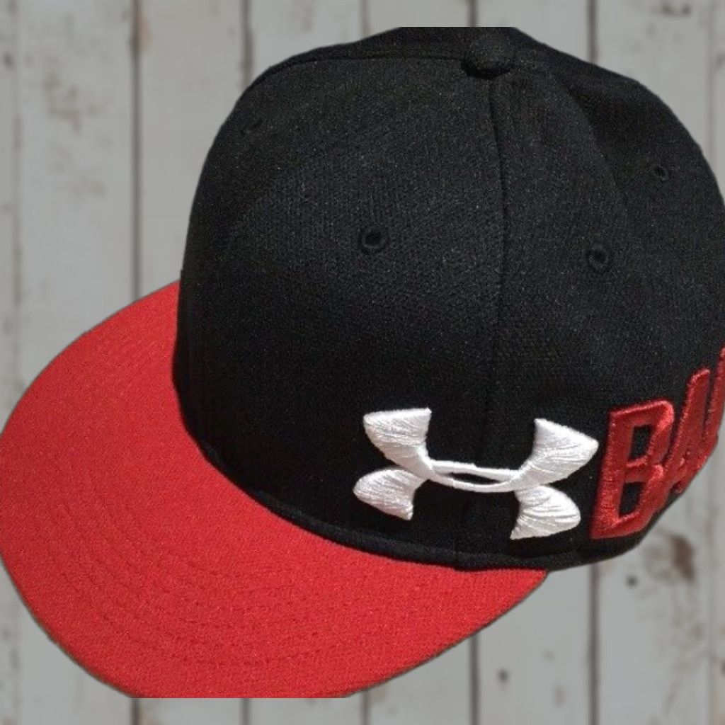 Under Armour VINTAGE Under Armour Baseball Cap Men One Size Black Red Stretch Fit Sports Hat Size ONE SIZE - 1 Thumbnail