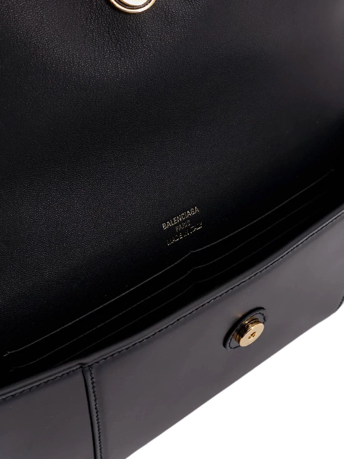 BALENCIAGA Hourglass Black Leather Top Handle Bag New